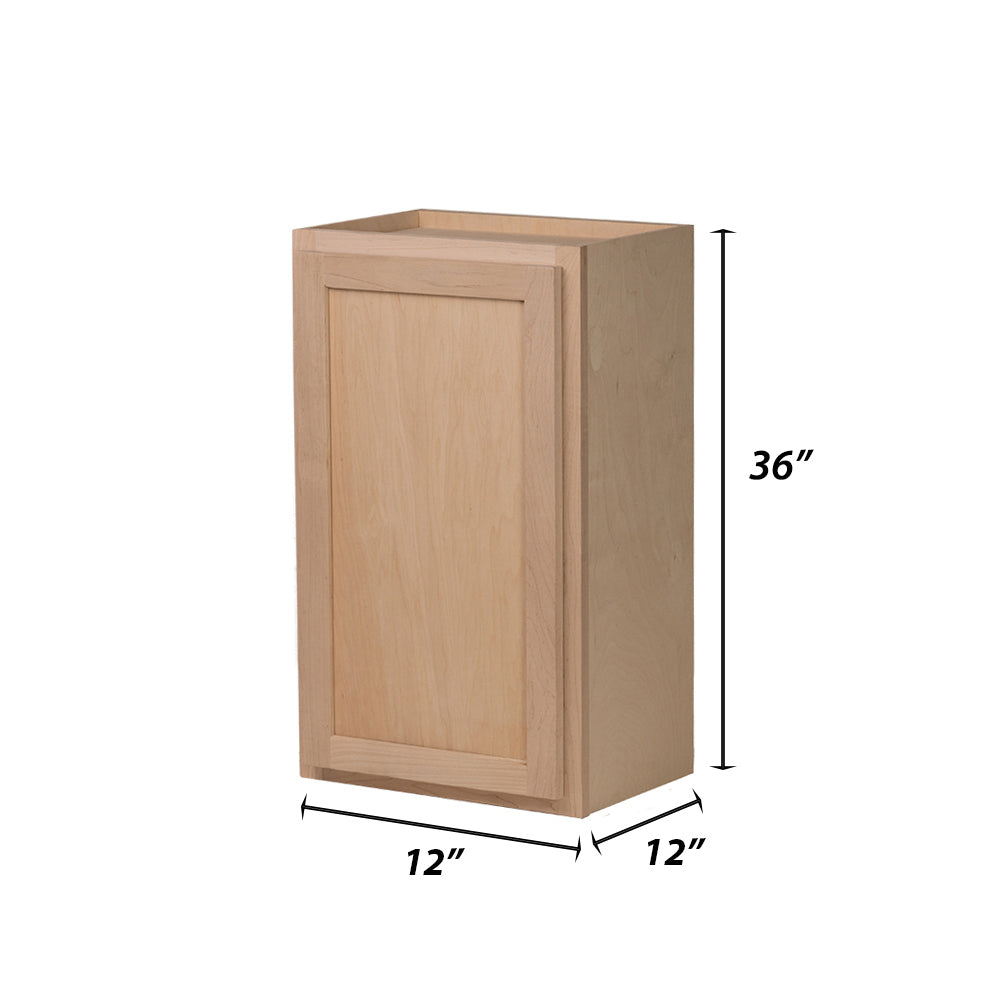 Backwoods Cabinetry RTA (Ready-to-Assemble) W1236 - Raw Maple 12"Wx36"Hx12"D Wall Cabinet