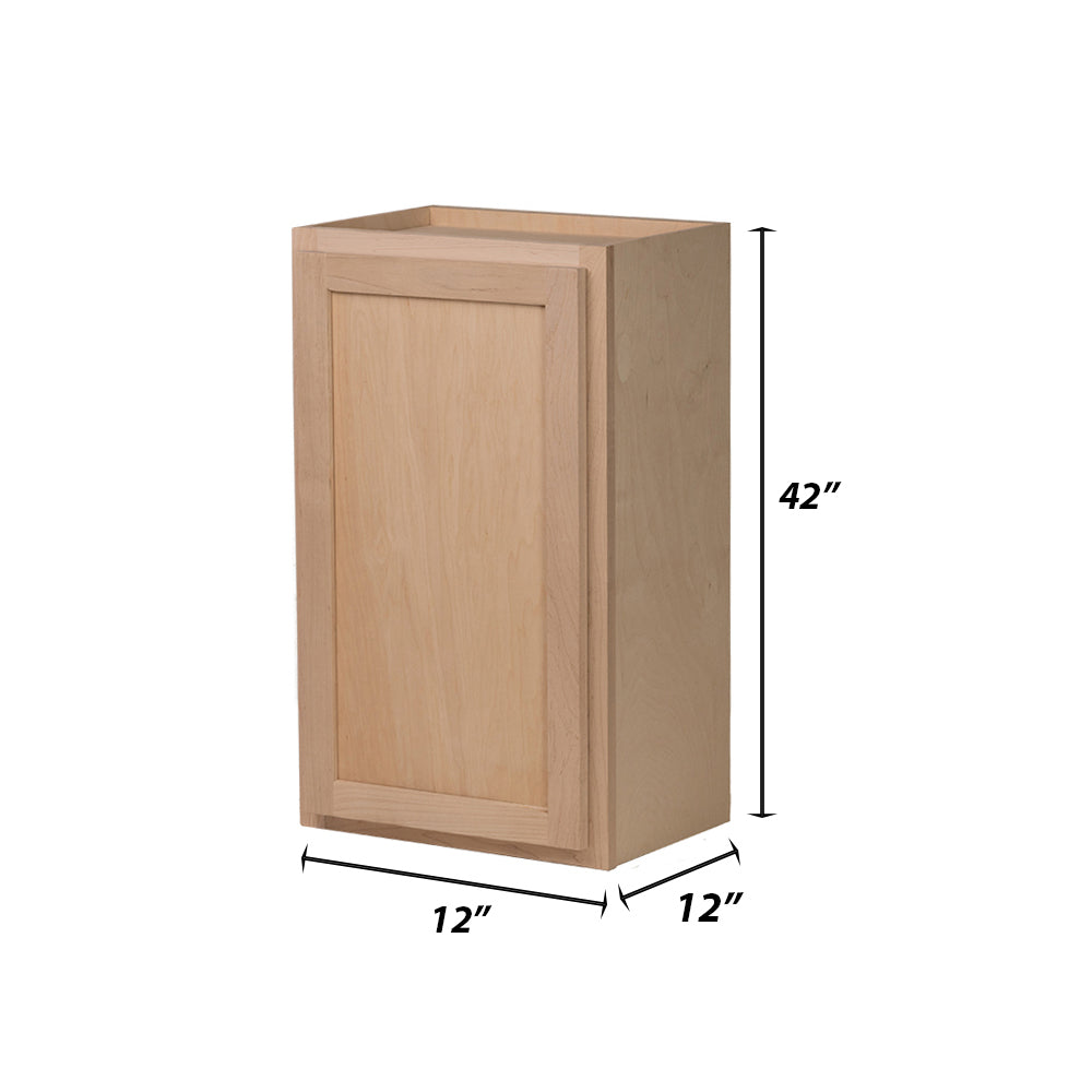 Backwoods Cabinetry RTA (Ready-to-Assemble) W1242 - Raw Maple 12"Wx42"Hx12"D Wall Cabinet