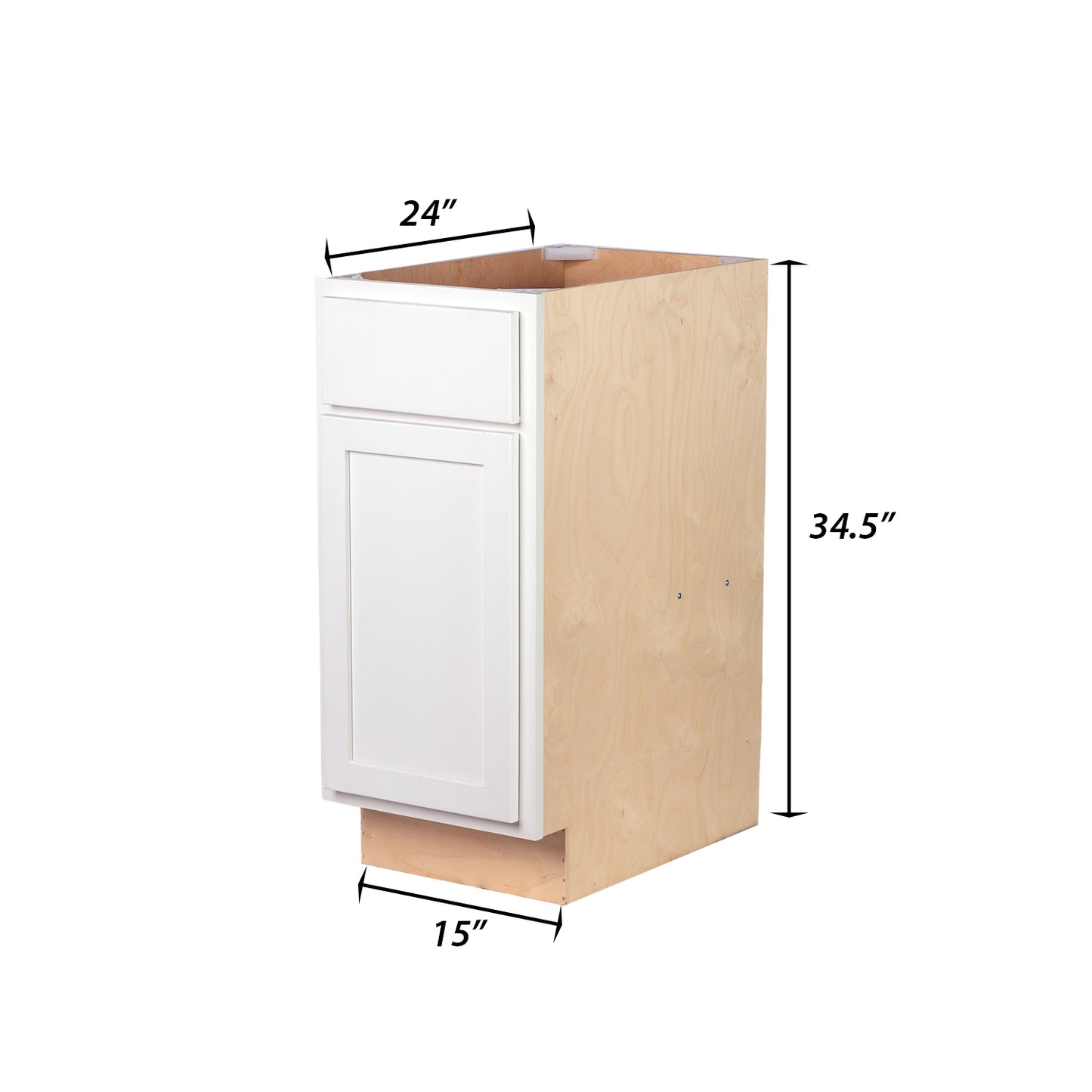 Backwoods Cabinetry RTA (Ready-to-Assemble) B15.L - Pure White Base Cabinet | 15"Wx34.5"Hx24"D