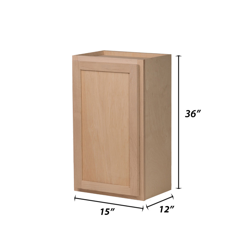 Backwoods Cabinetry RTA (Ready-to-Assemble) W1536 - Raw Maple 15"Wx36"Hx12"D Wall Cabinet