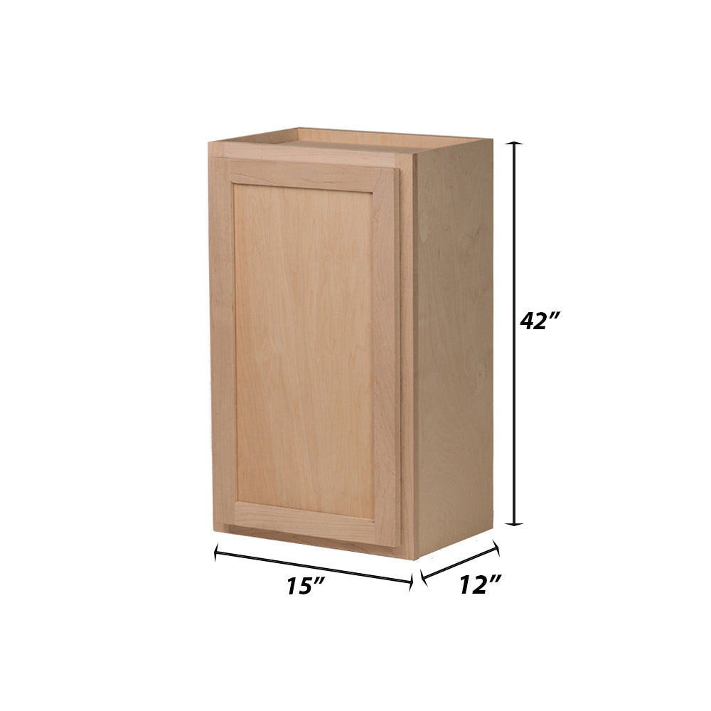 Backwoods Cabinetry RTA (Ready-to-Assemble) W1542 - Raw Maple 15"Wx42"Hx12"D Wall Cabinet