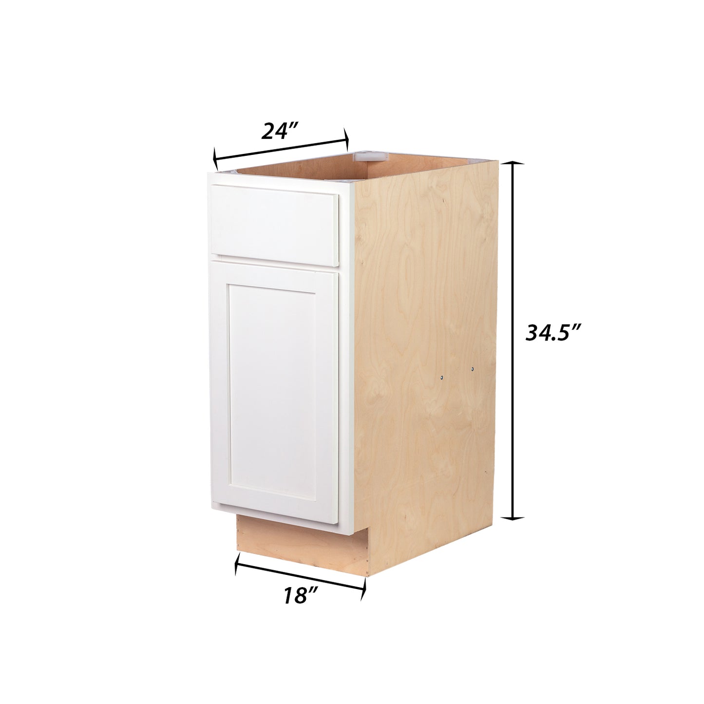 Backwoods Cabinetry RTA (Ready-to-Assemble) B18.L - Pure White Base Cabinet | 18"Wx34.5"Hx24"D