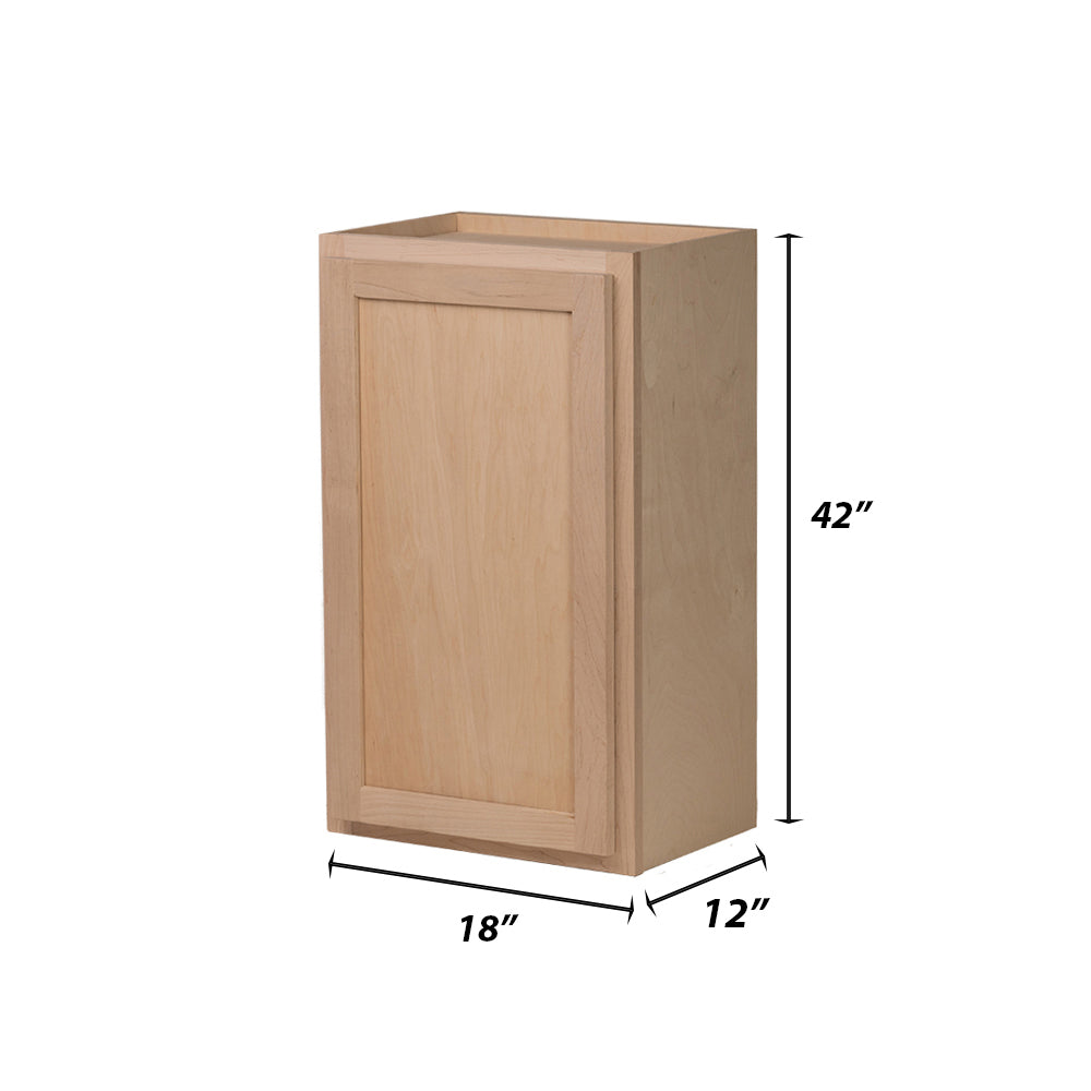 Backwoods Cabinetry RTA (Ready-to-Assemble) W1842 - Raw Maple 18"Wx42"Hx12"D Wall Cabinet