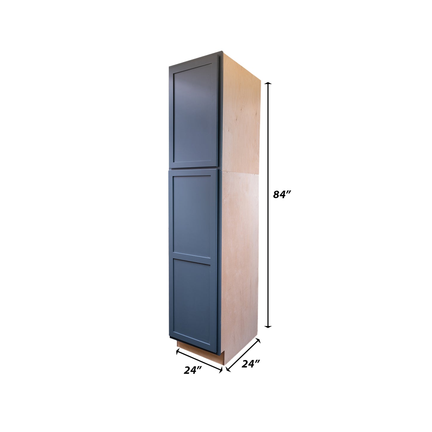 Backwoods Cabinetry RTA (Ready-to-Assemble) T2484.24.L Needlepoint Navy Pantry Cabinet 24"Wx84"Hx24"D