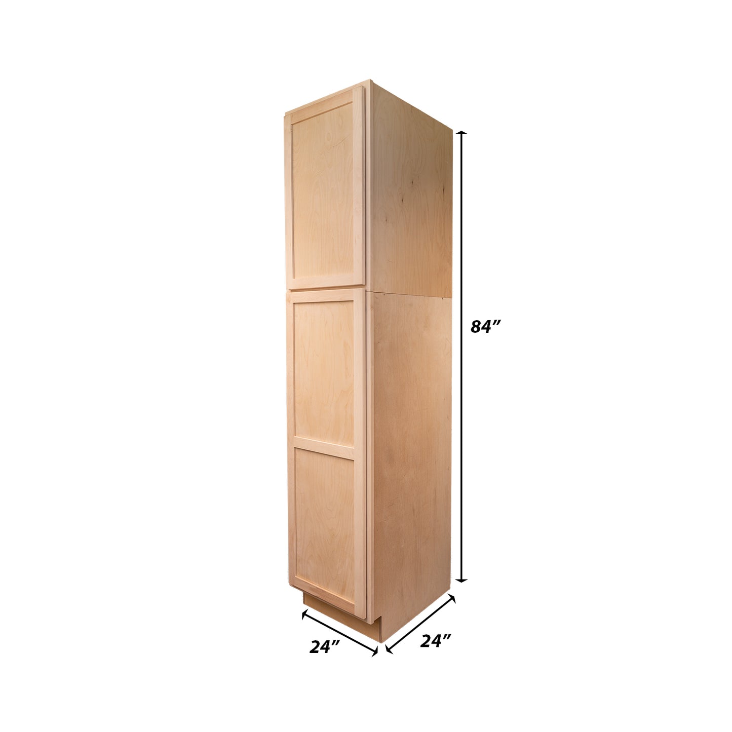 Backwoods Cabinetry RTA (Ready-to-Assemble) T2484.24.L Raw Maple Pantry Cabinet 24"Wx84"Hx24"D