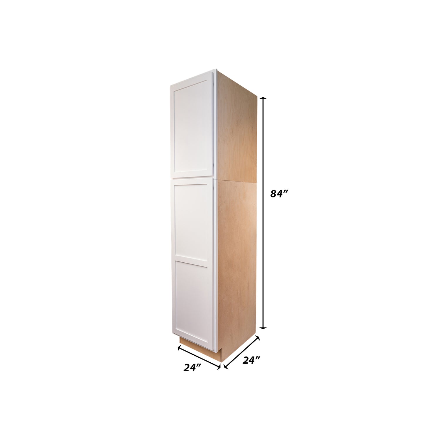 Backwoods Cabinetry RTA (Ready-to-Assemble) T2484.24.L - Pure White Pantry Cabinet 24"Wx84"Hx24"D