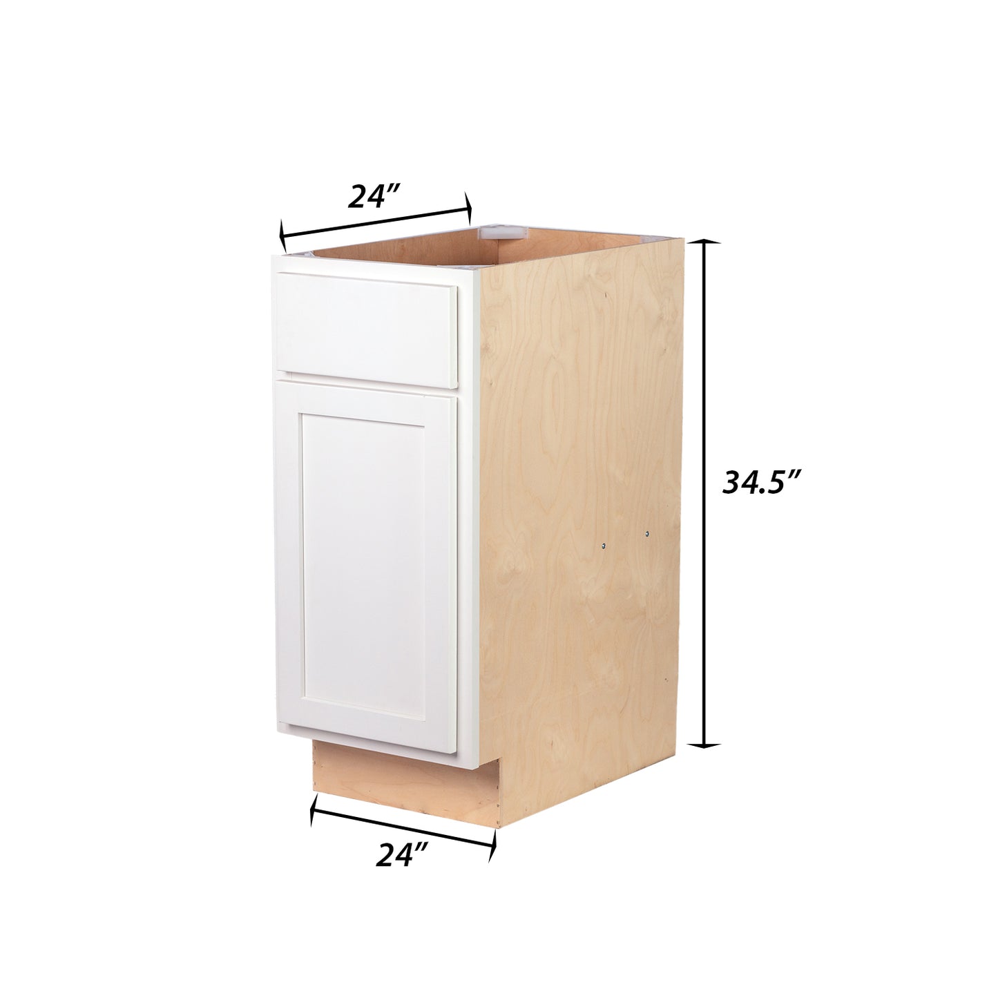 Backwoods Cabinetry RTA (Ready-to-Assemble) B24.L - Pure White Base Cabinet | 24"Wx34.5"Hx24"D