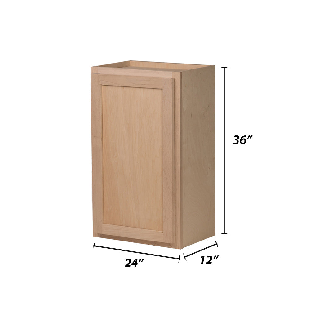 Backwoods Cabinetry RTA (Ready-to-Assemble) W2436 - Raw Maple 24"Wx36"Hx12"D Wall Cabinet