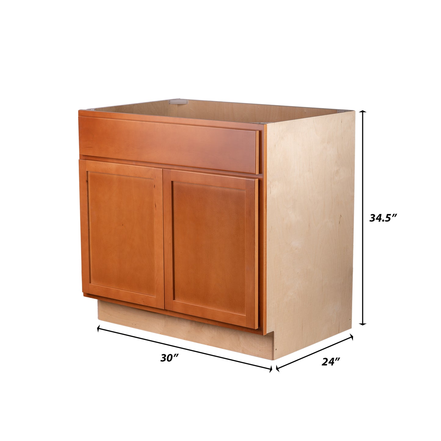 Backwoods Cabinetry RTA (Ready-to-Assemble) B30.BUTT - Provincial Stain Base Cabinet | 30"Wx34.5"Hx24"D