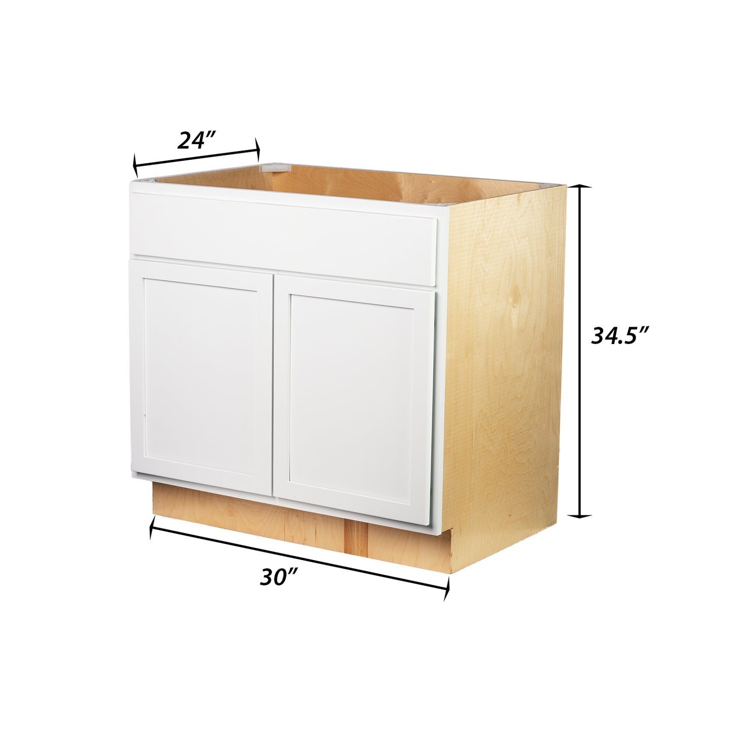 Backwoods Cabinetry RTA (Ready-to-Assemble) B30.BUTT - Pure White Base Cabinet | 30"Wx34.5"Hx24"D