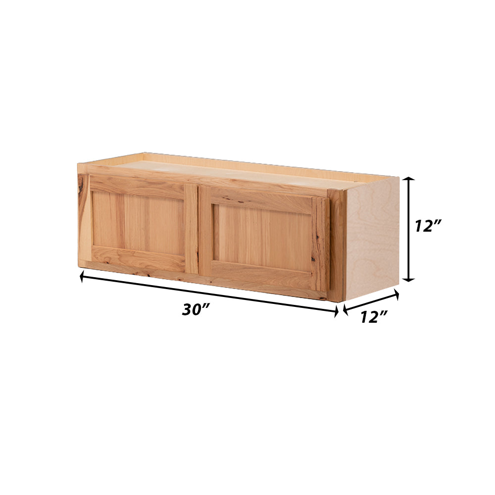 Backwoods Cabinetry RTA (Ready-to-Assemble) W3012.BUTT - Raw Hickory 30"Wx12"Hx12"D Wall Microwave