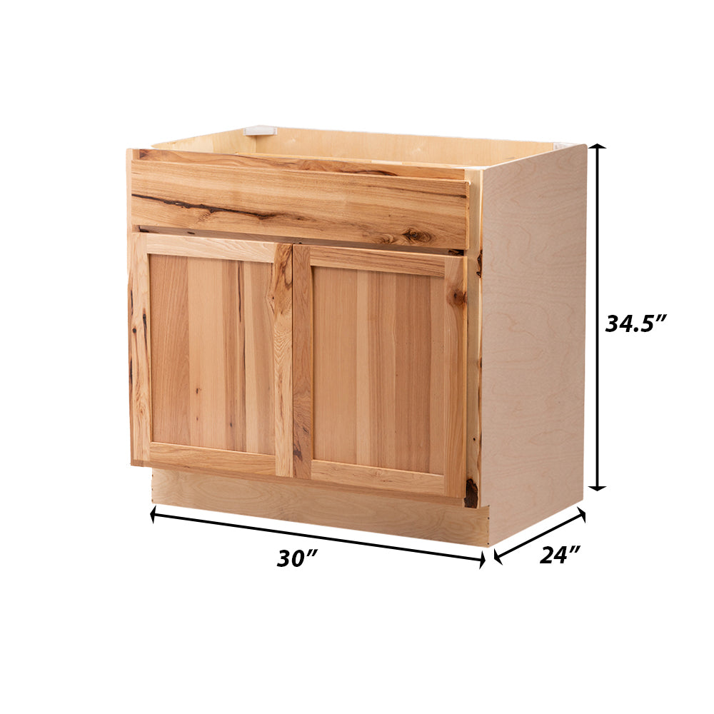 Backwoods Cabinetry RTA (Ready-to-Assemble) B30.BUTT - Rustic Hickory Clear Base Cabinet | 30"Wx34.5"Hx24"D