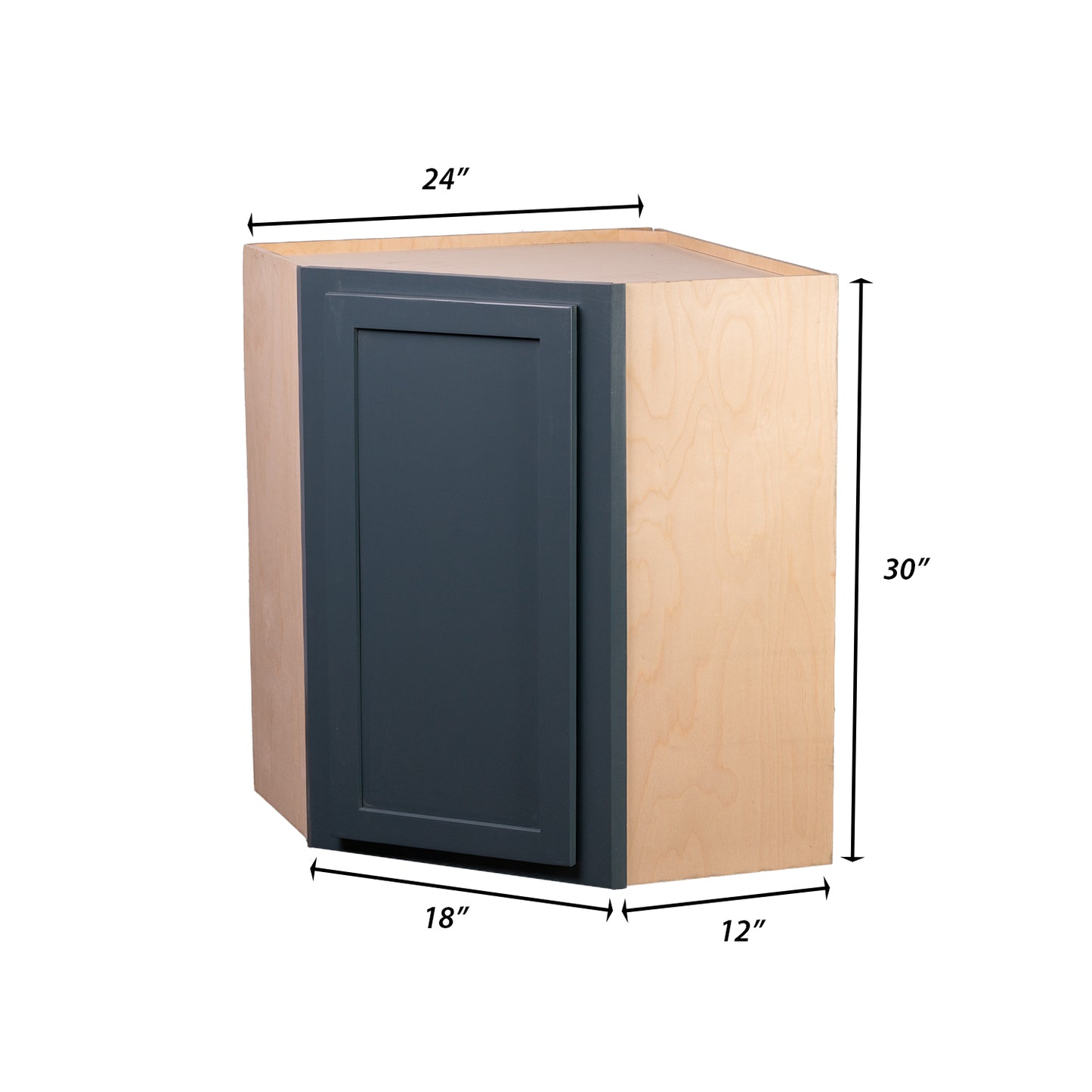 Backwoods Cabinetry RTA (Ready-to-Assemble) WDC2430 - Needlepoint Navy 24"WX30"HX12"D Wall Corner Cabinet