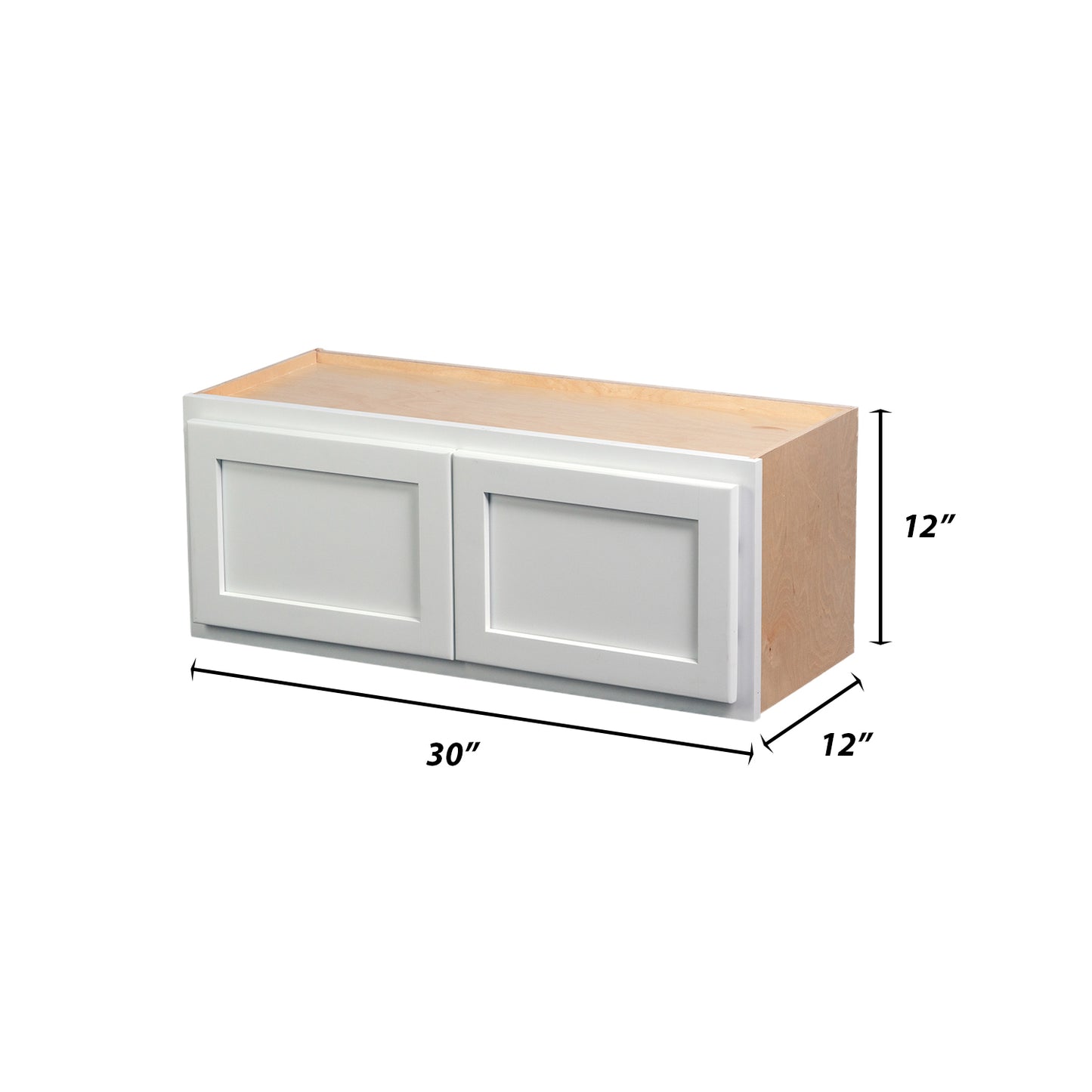 Backwoods Cabinetry RTA (Ready-to-Assemble) W3012.BUTT - Pure White 30"Wx12"Hx12"D Microwave Wall Cabinet