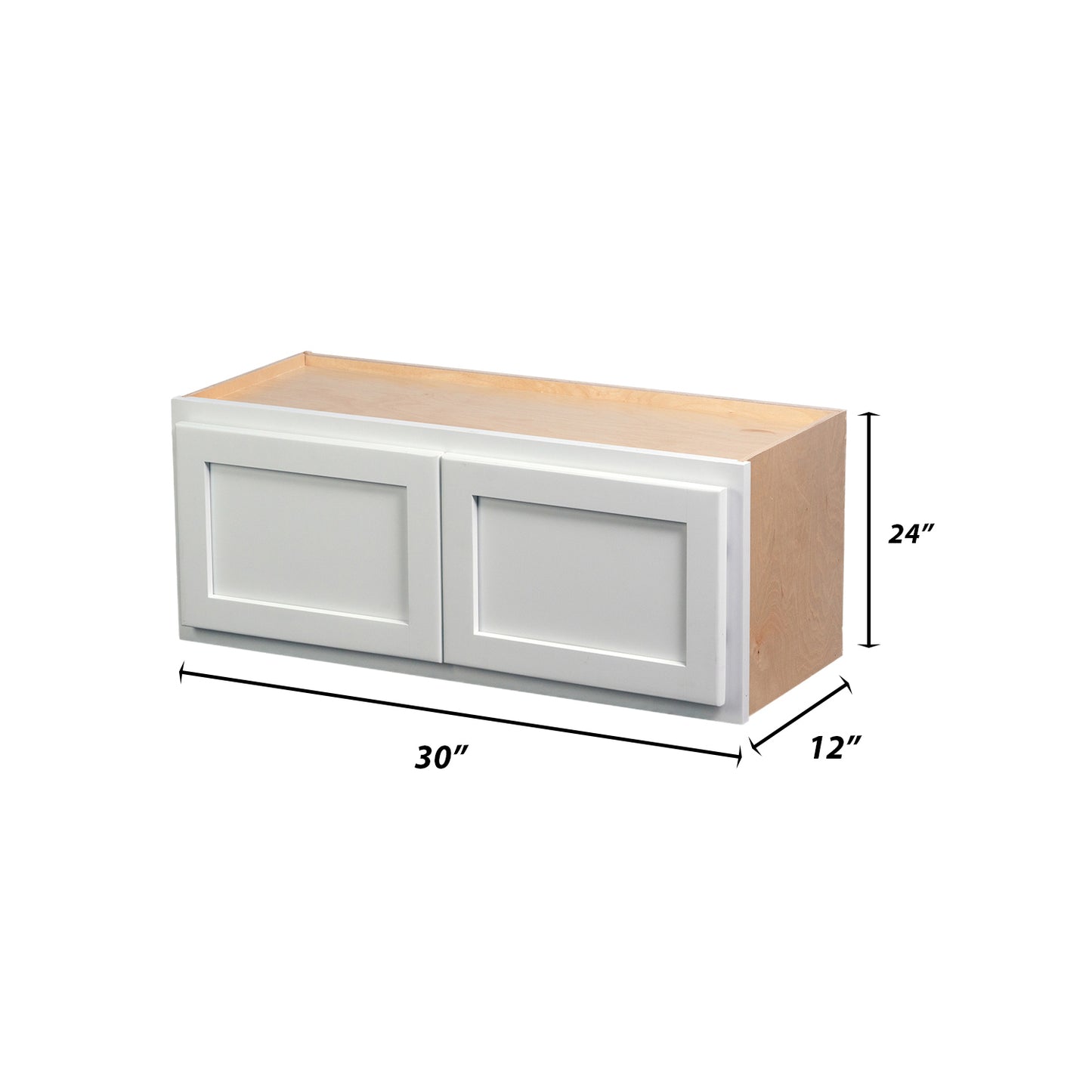 Backwoods Cabinetry RTA (Ready-to-Assemble) W3024.BUTT - Pure White 30"Wx24"Hx12"D Microwave Wall Cabinet