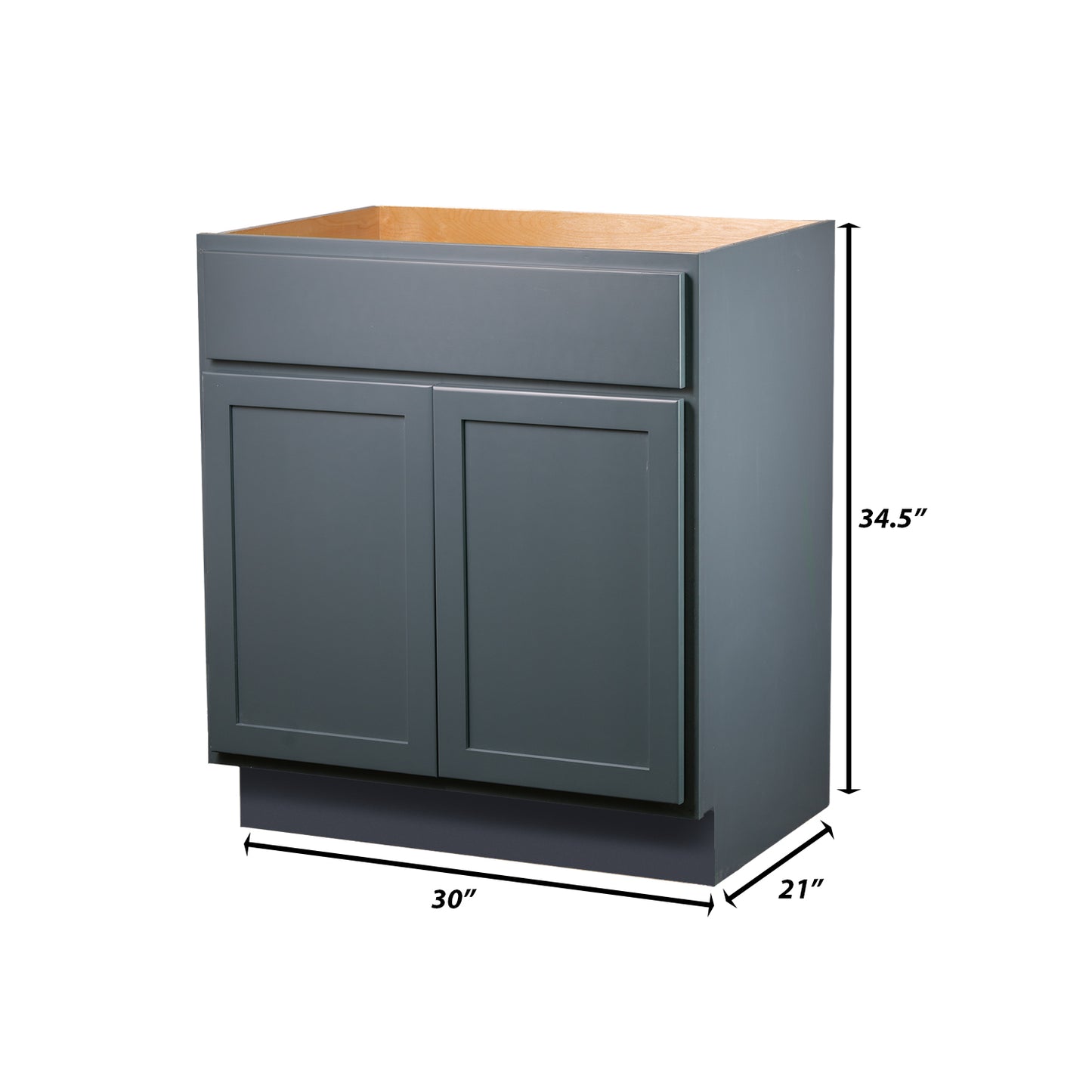 Backwoods Cabinetry RTA (Ready-to-Assemble) VSB30.34.21 - Needlepoint Navy Vanity Base Cabinet | 30"Wx34.5"Hx21"D