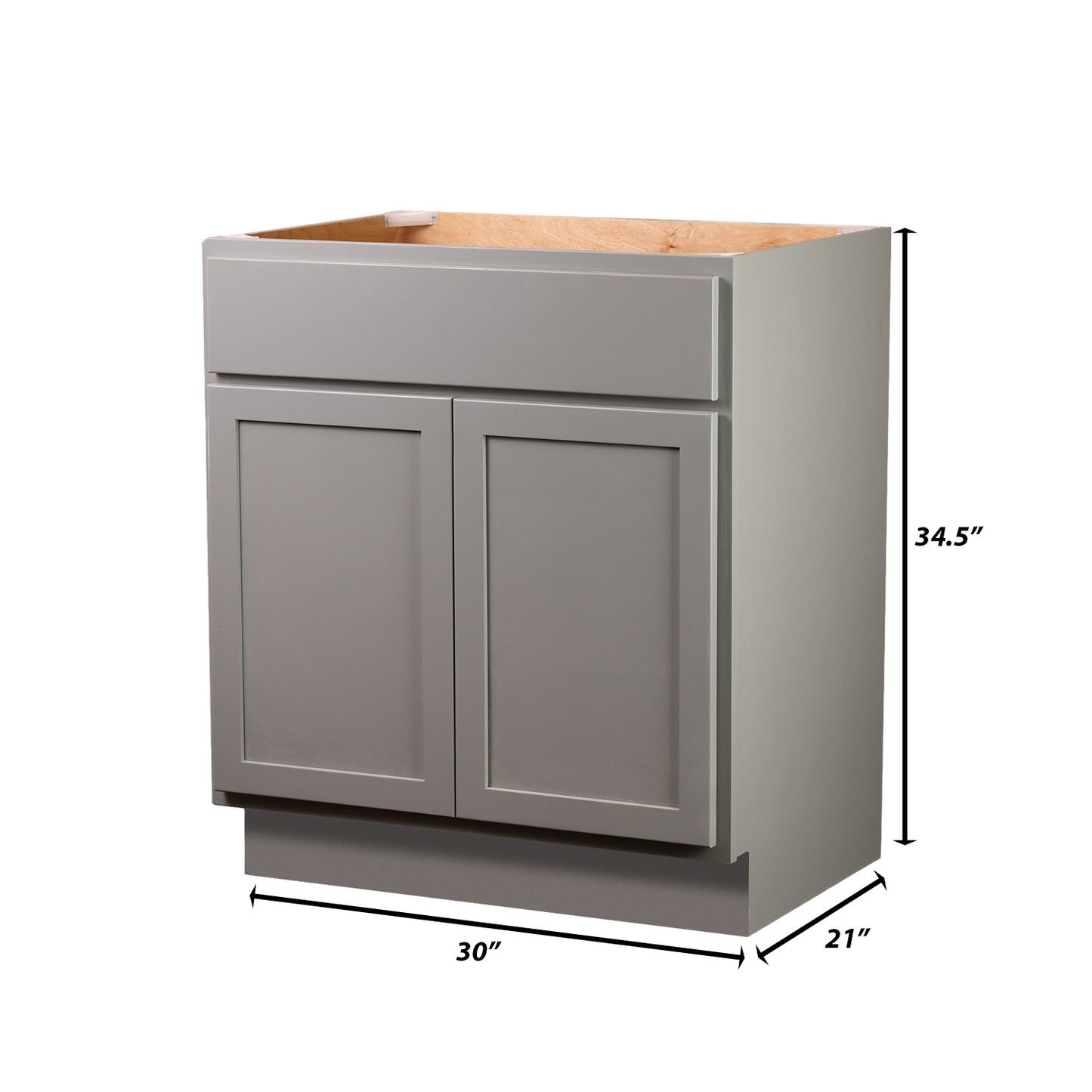 Backwoods Cabinetry RTA (Ready-to-Assemble) VSB30.34.21 - Magnetic Grey Vanity Base Cabinet | 30"Wx34.5"Hx21"D
