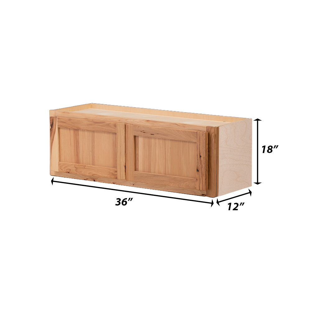 Backwoods Cabinetry RTA (Ready-to-Assemble) W3618.BUTT - Rustic Hickory Clear 36"Wx18"Hx12"D Microwave Wall Cabinet