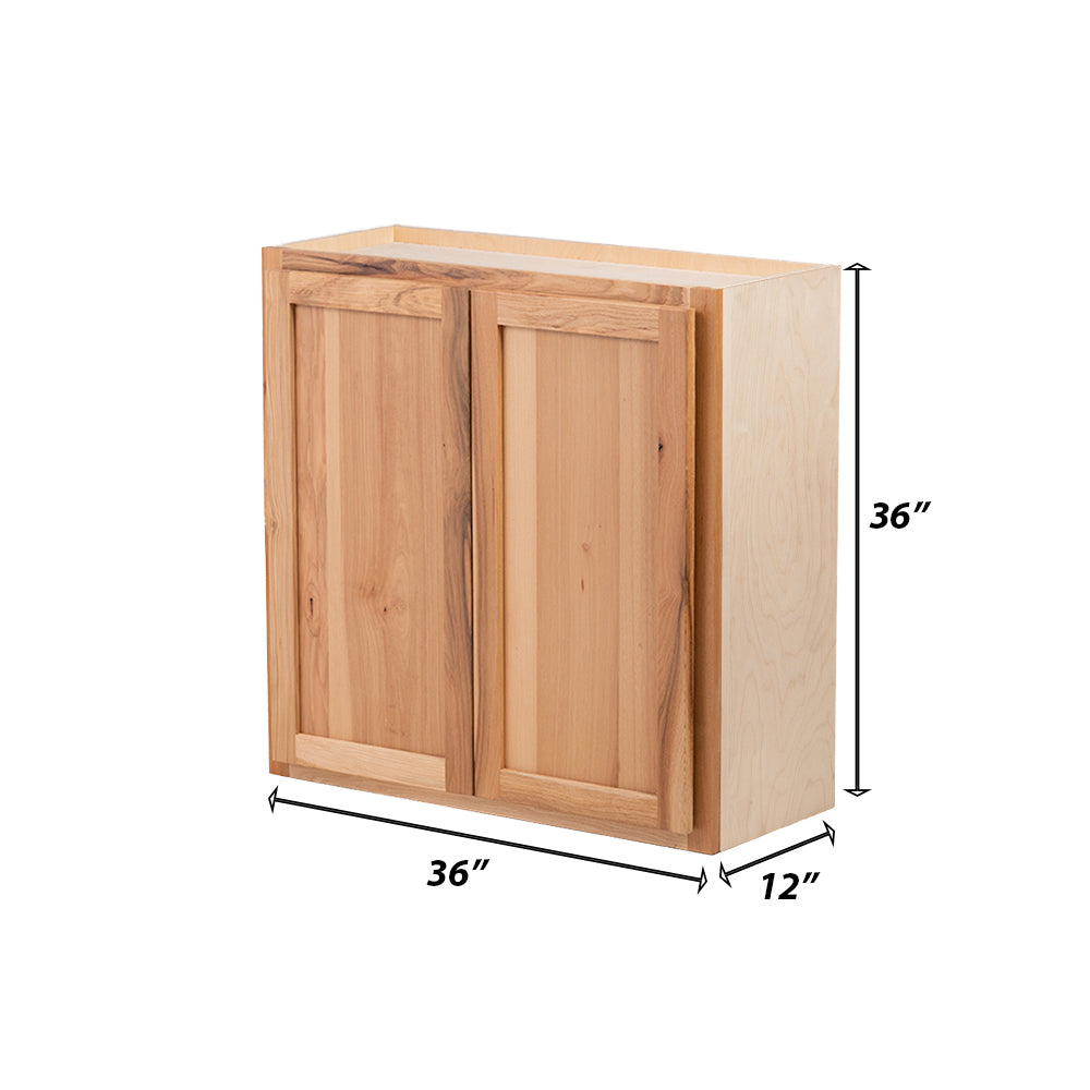 Backwoods Cabinetry RTA (Ready-to-Assemble) W3636.BUTT - Rustic Hickory Clear 36"Wx36"Hx12"D Wall Cabinet