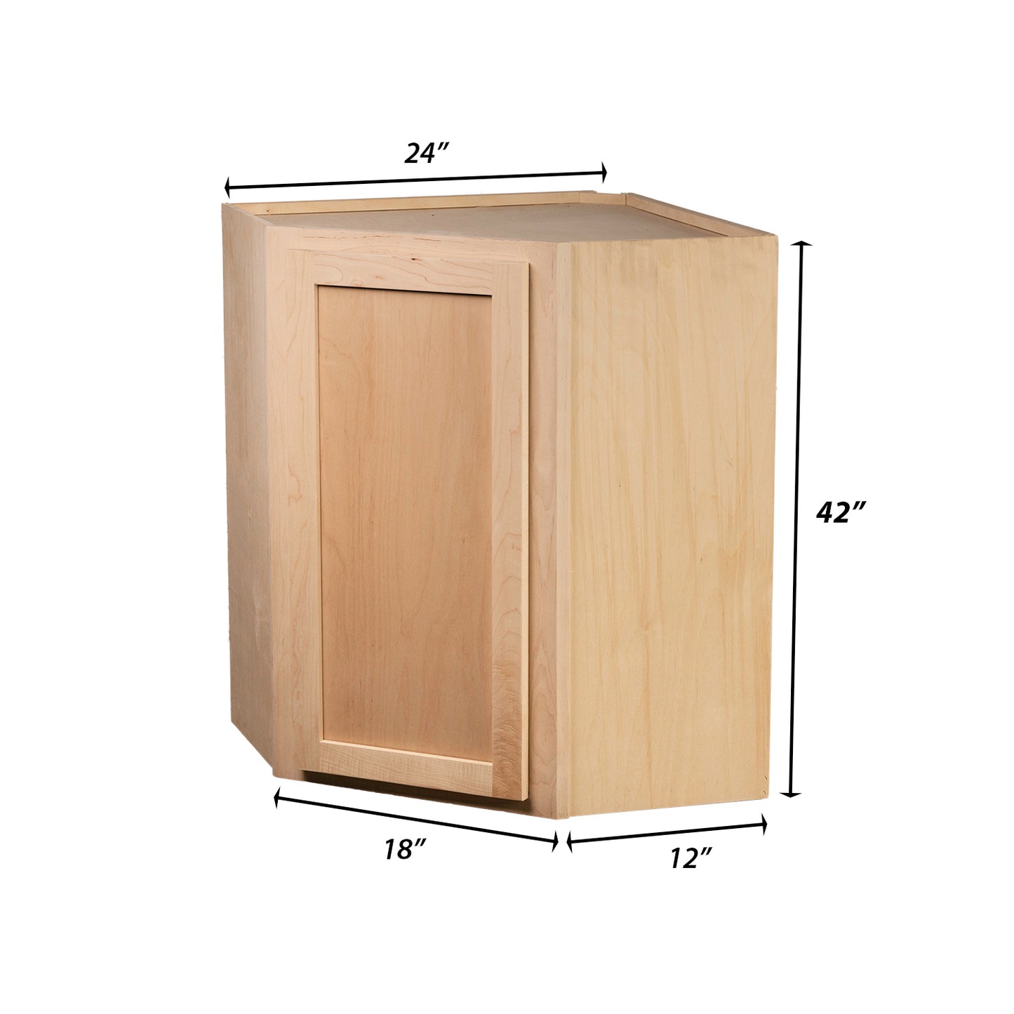 Backwoods Cabinetry RTA (Ready-to-Assemble) WDC2442 - Raw Maple 24"Wx42"Hx12"D Wall Corner Cabinet