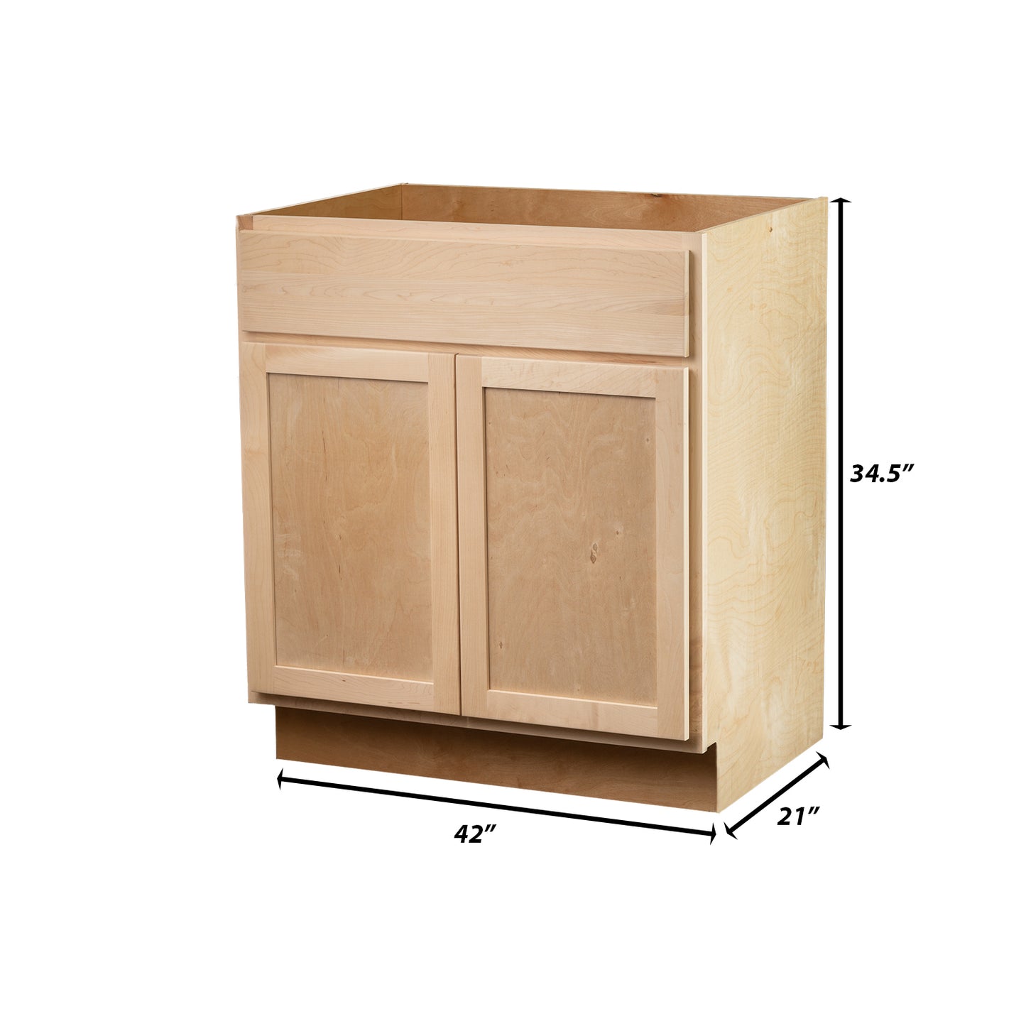 Backwoods Cabinetry RTA (Ready-to-Assemble) VSB42.34.21 - Raw Maple Vanity Base Cabinet | 42"Wx34.5"Hx21"D