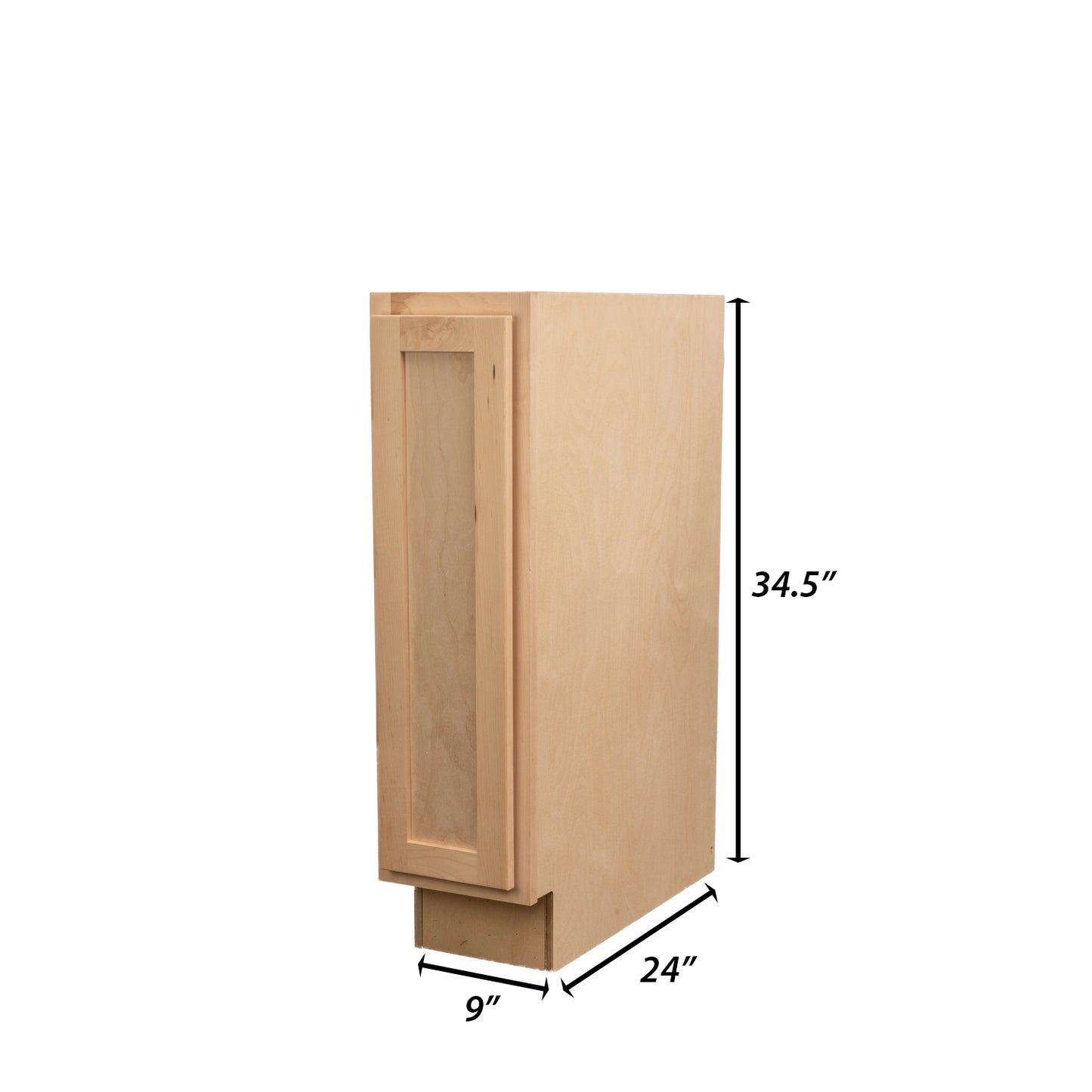 Backwoods Cabinetry RTA (Ready-to-Assemble) B9.FH.L - Raw Maple Base Cabinet | 9"Wx34.5"Hx24"D
