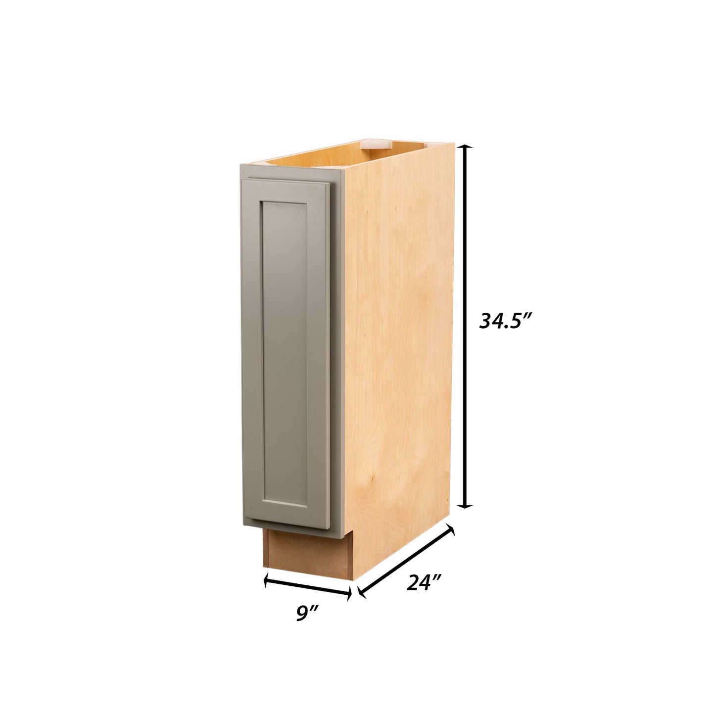 Backwoods Cabinetry RTA (Ready-to-Assemble) B9.FH.R - Magnetic Grey Base Cabinet | 9"Wx34.5"Hx24"D