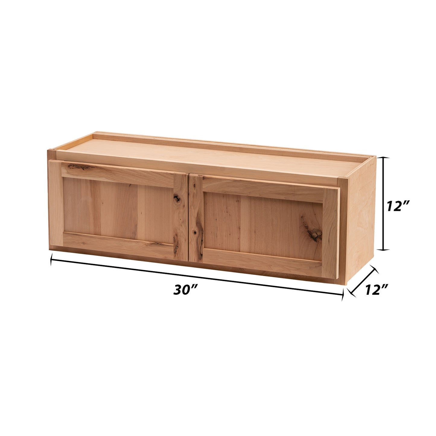 Backwoods Cabinetry RTA - Winding River Collection - Raw Hickory 30"Wx12"Hx12"D Microwave Wall cabinet
