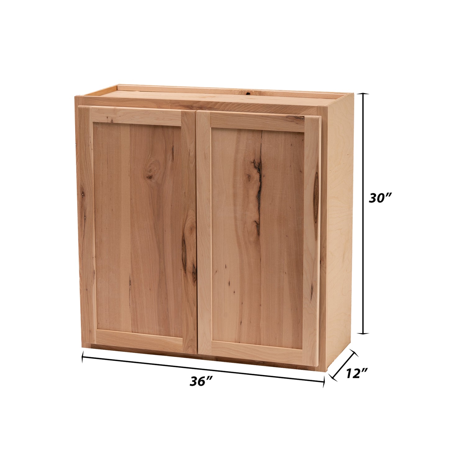 Backwoods Cabinetry RTA - Winding River Collection - Raw Hickory 36"Wx30"Hx12"D Wall Cabinet