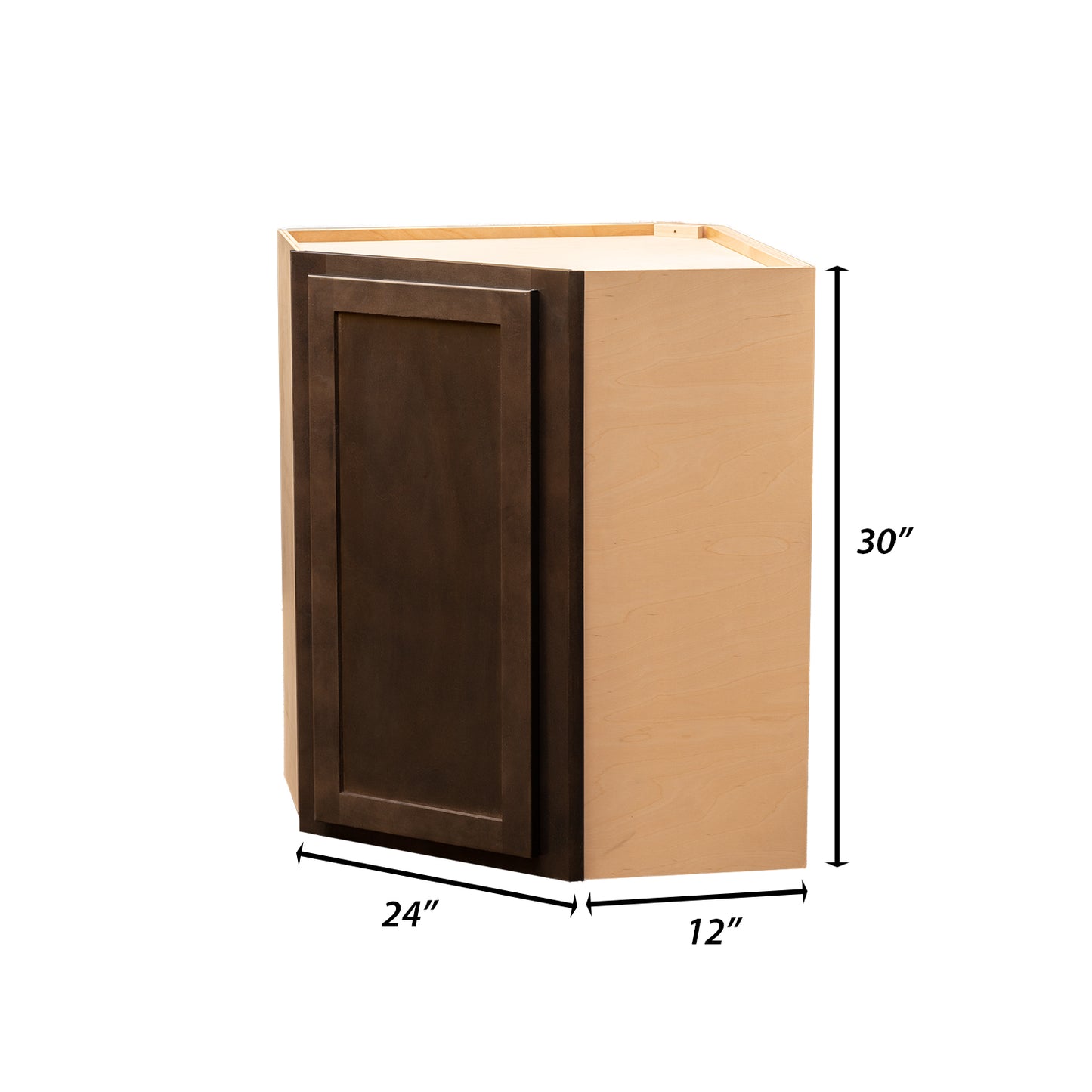 Backwoods Cabinetry RTA (Ready-to-Assemble) WDC2430 - Espresso Stain 24"WX30"HX12"D Wall Corner Cabinet