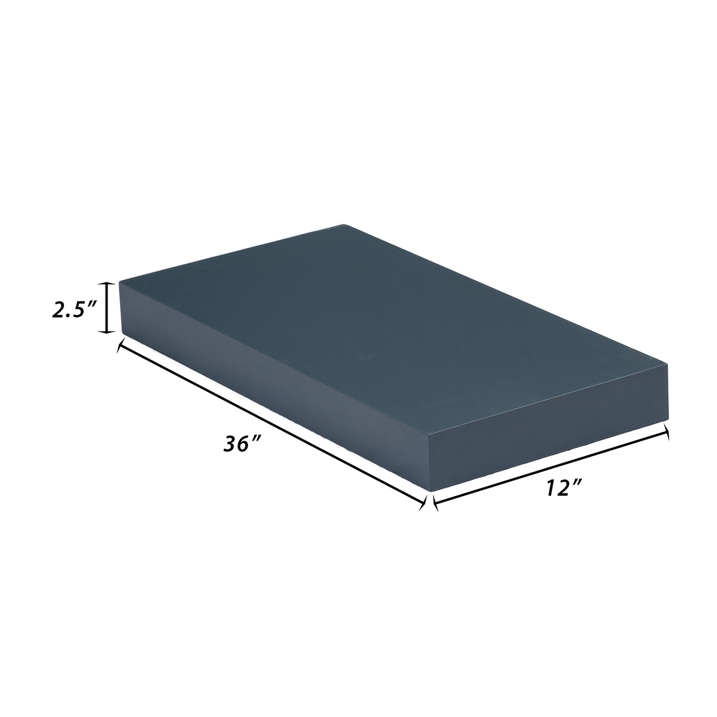 Backwoods Cabinets Floating Shelves | 2.5" Thick | Needlepoint navy, 12" D x 36" W x 2.5" H | American Made | Hardwood Bracket | Complete Shelf Unit