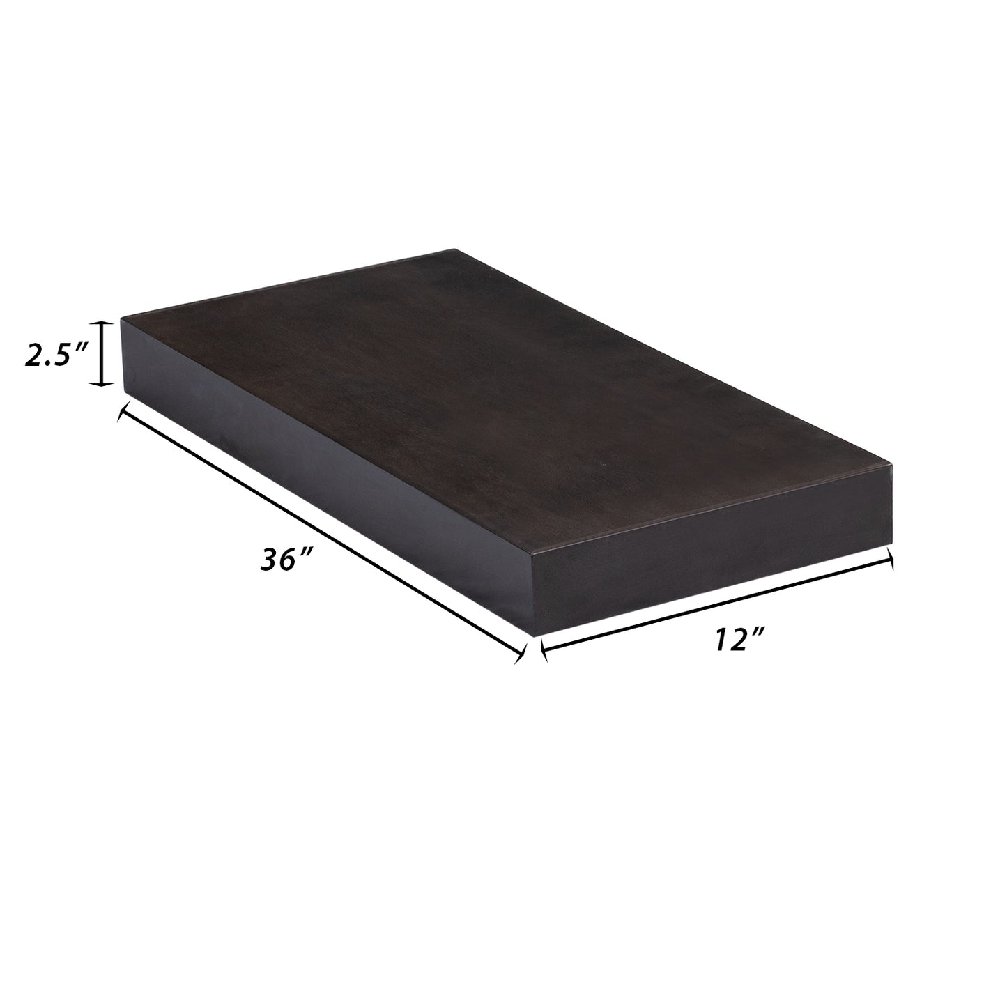 Backwoods Cabinets Floating Shelves | 2.5" Thick | Espresso Stain, 12" D x 36" W x 2.5" H | American Made | Hardwood Bracket | Complete Shelf Unit