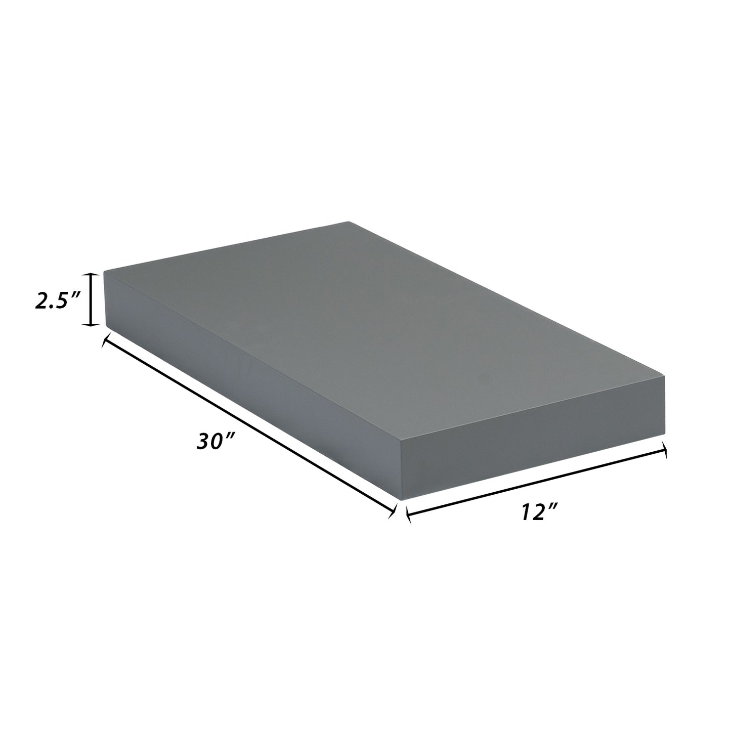 Backwoods Cabinets Floating Shelves | 2.5" Thick | Magnetic Grey, 12" D x 30" W x 2.5" H | American Made | Hardwood Bracket | Complete Shelf Unit