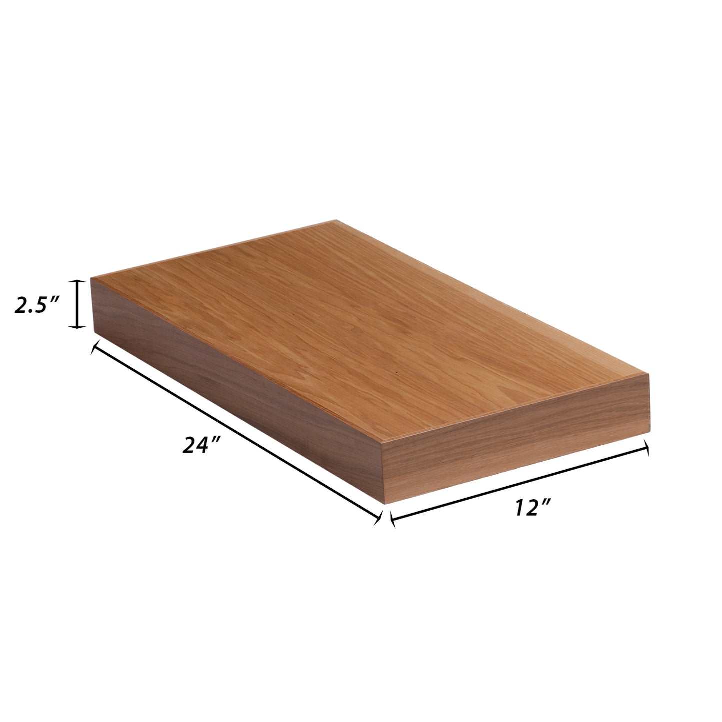 Backwoods Cabinets Floating Shelves FS24.12 | 2.5" Thick | Rustic Hickory Clear, 12" D x 24" W x 2.5" H | American Made | Hardwood Bracket | Complete Shelf Unit