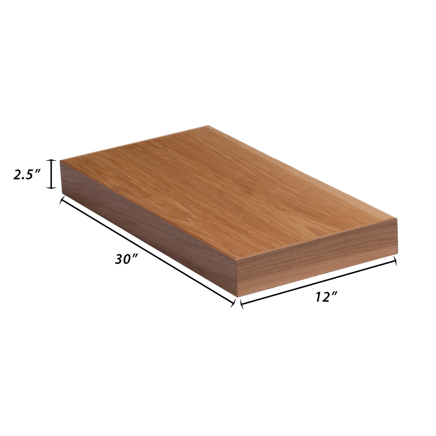 Backwoods Cabinets Floating Shelves FS30.12 | 2.5" Thick | Rustic Hickory Clear, 12" D x 30" W x 2.5" H | American Made | Hardwood Bracket | Complete Shelf Unit
