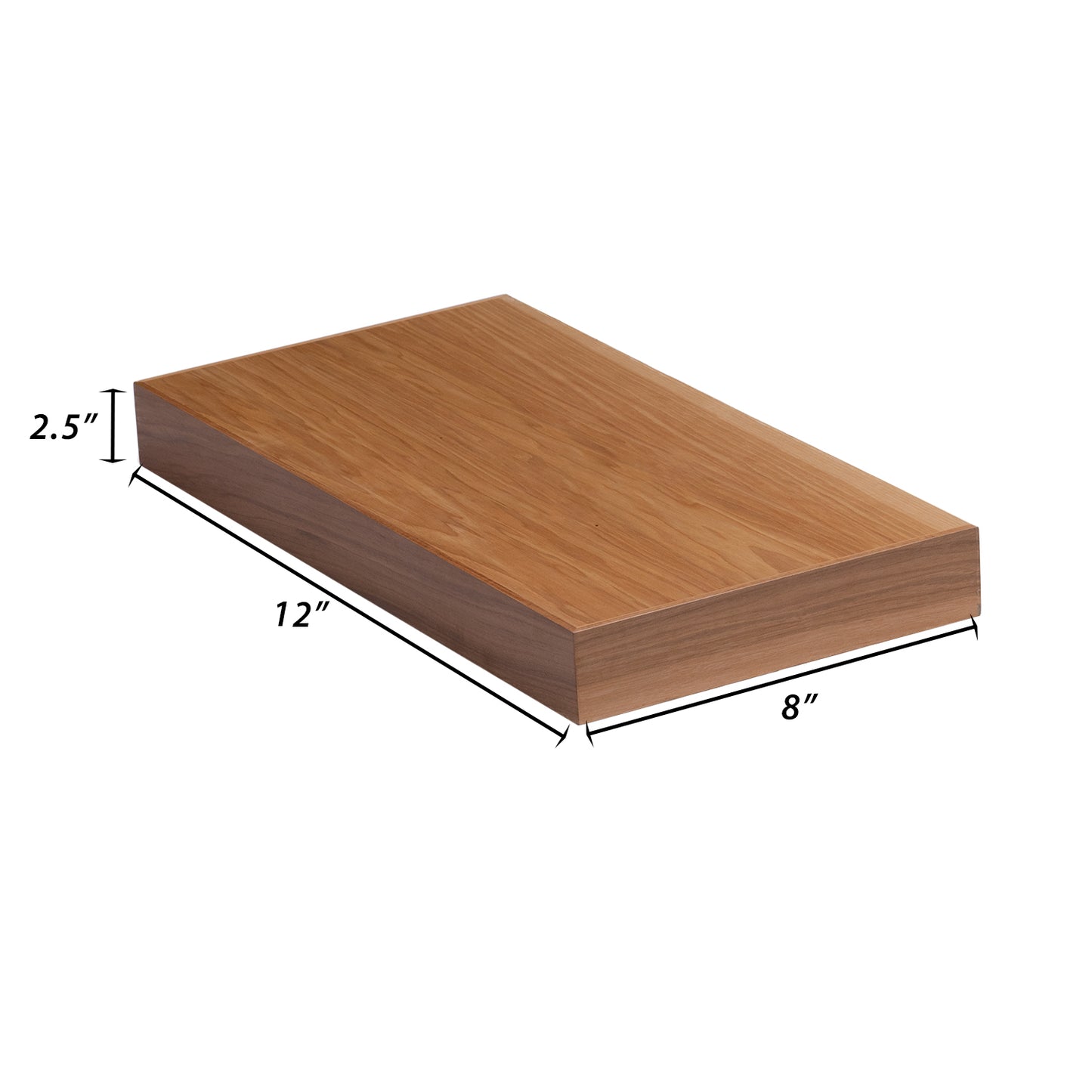 Backwoods Cabinets Floating Shelves FS12.8 | 2.5" Thick | Rustic Hickory Clear, 8" D x 12" W x 2.5" H | American Made | Hardwood Bracket | Complete Shelf Unit
