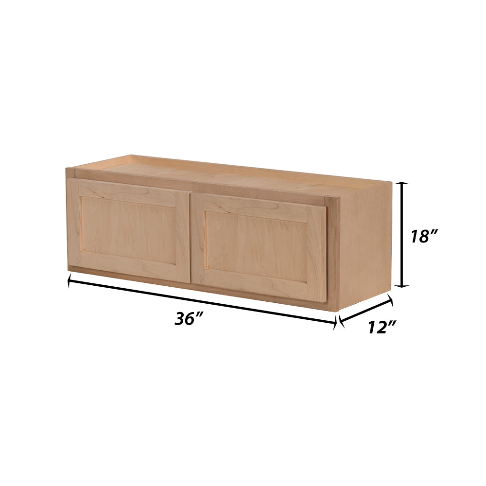 Backwoods Cabinetry RTA (Ready-to-Assemble) W3618.BUTT - Raw Maple 36"Wx18"Hx12"D Refrigerator Wall Cabinet