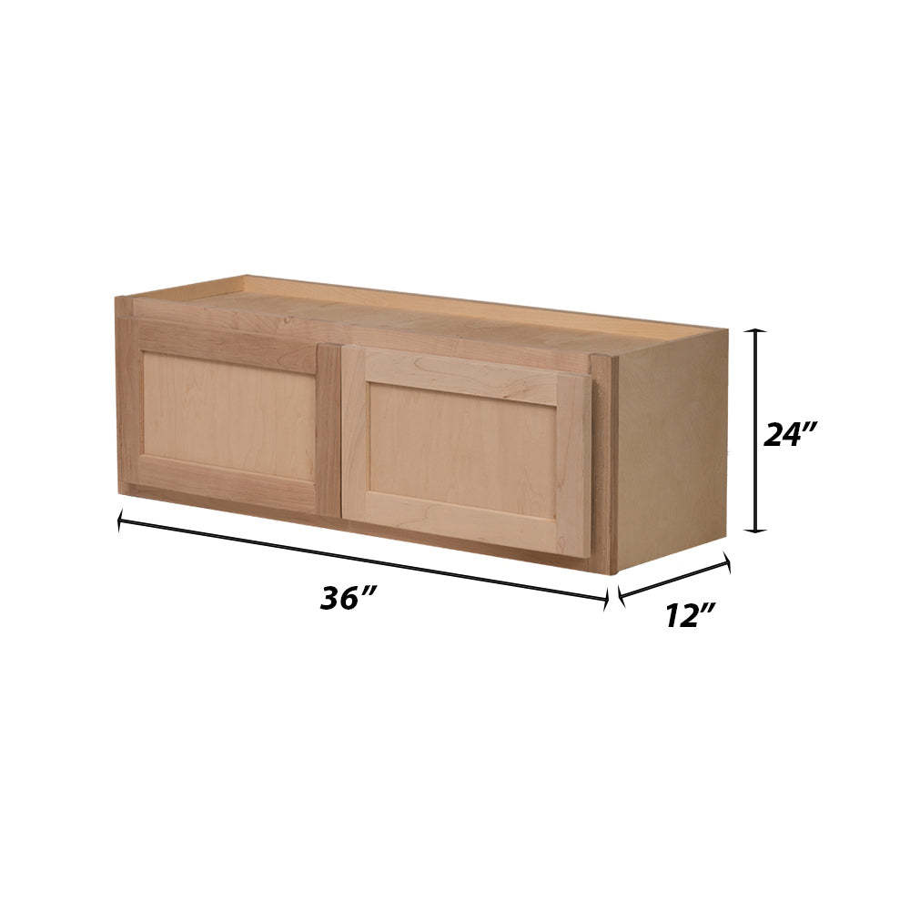 Backwoods Cabinetry RTA (Ready-to-Assemble) W3624.BUTT - Raw Maple 36"Wx24"Hx12"D Wall Refrigerator