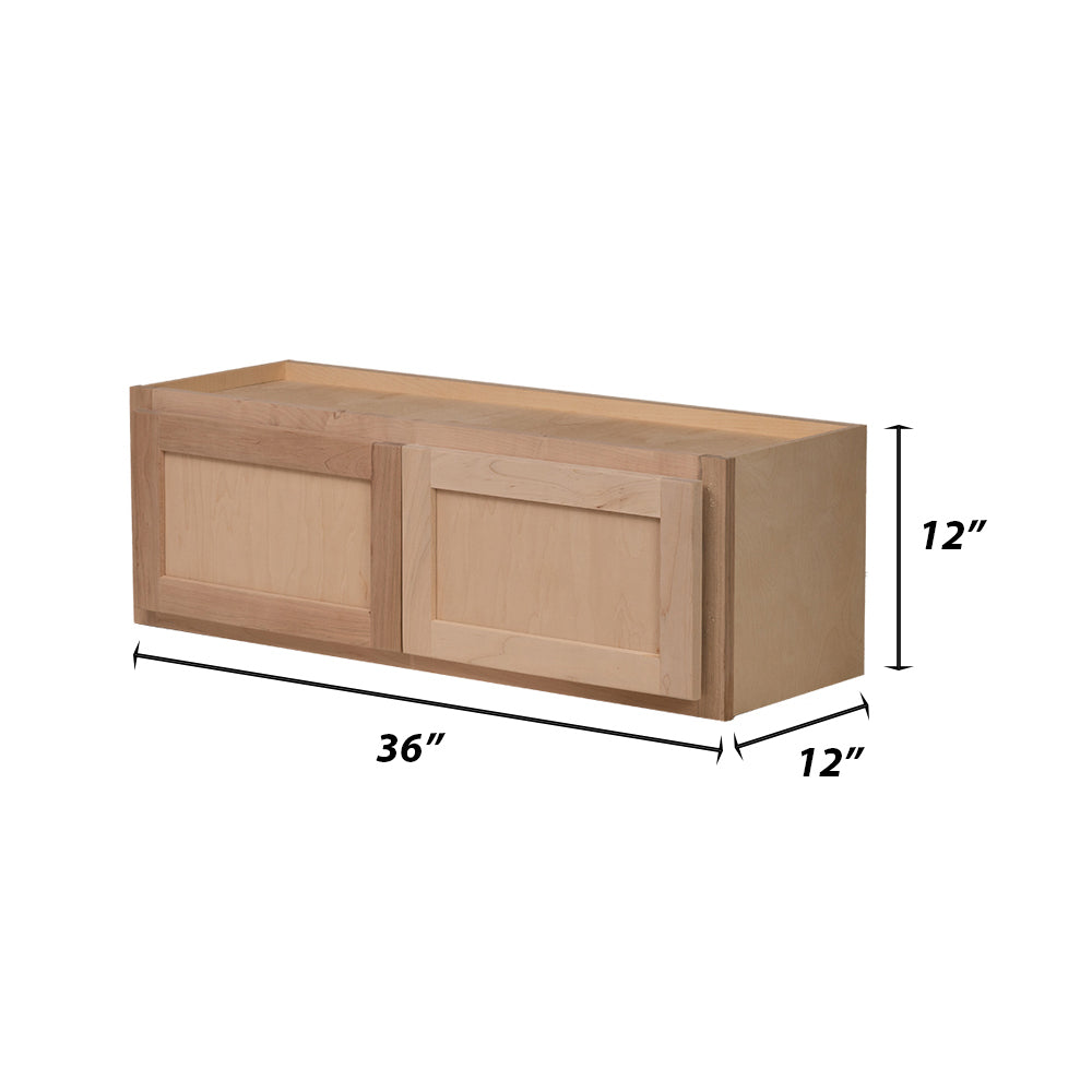 Backwoods Cabinetry RTA (Ready-to-Assemble) W3612.BUTT - Raw Maple 36"Wx12"Hx12"D Refrigerator Wall Cabinet