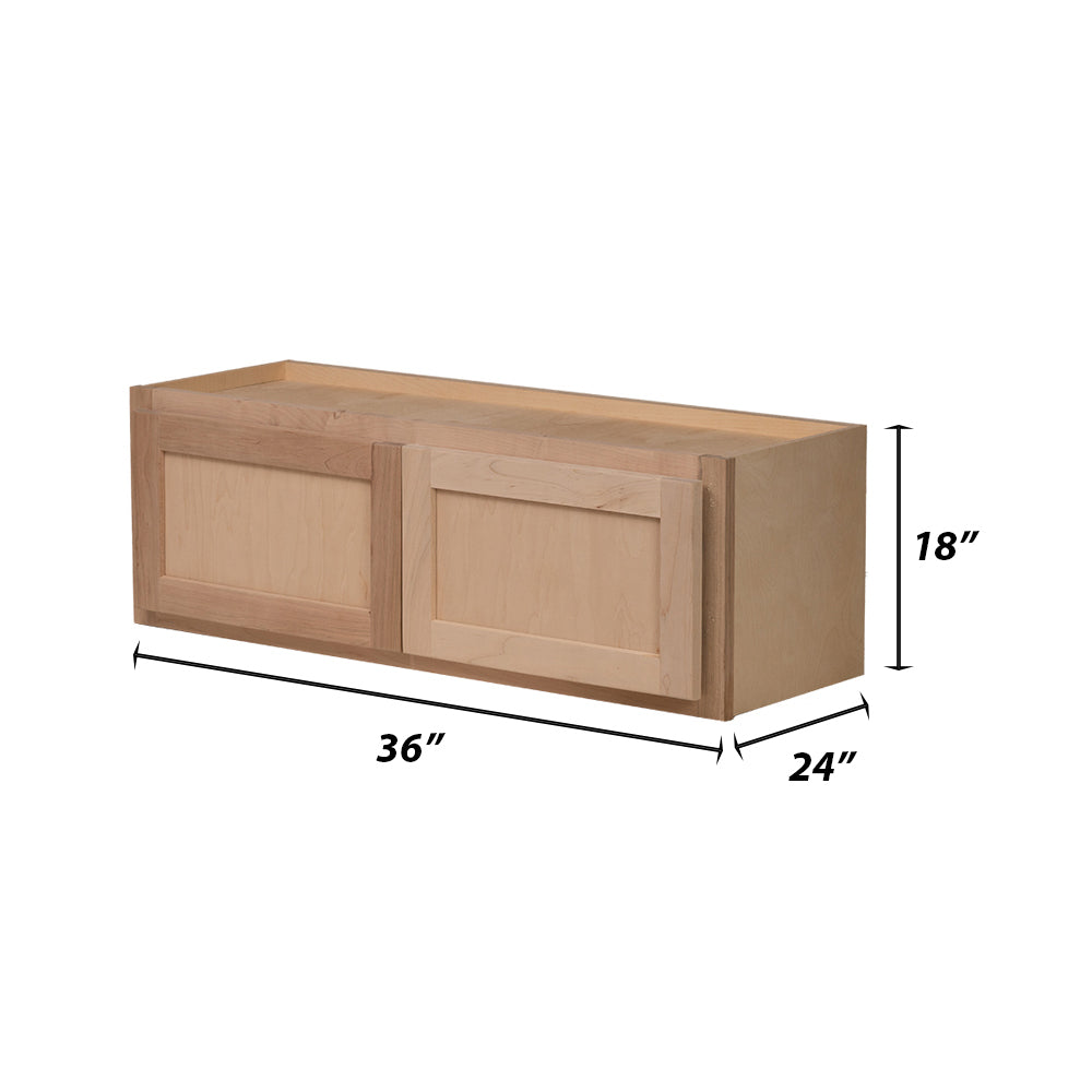 Backwoods Cabinetry RTA (Ready-to-Assemble) W3618.24.BUTT - Raw Maple 36"Wx18"Hx24"D Refrigerator Wall Cabinet