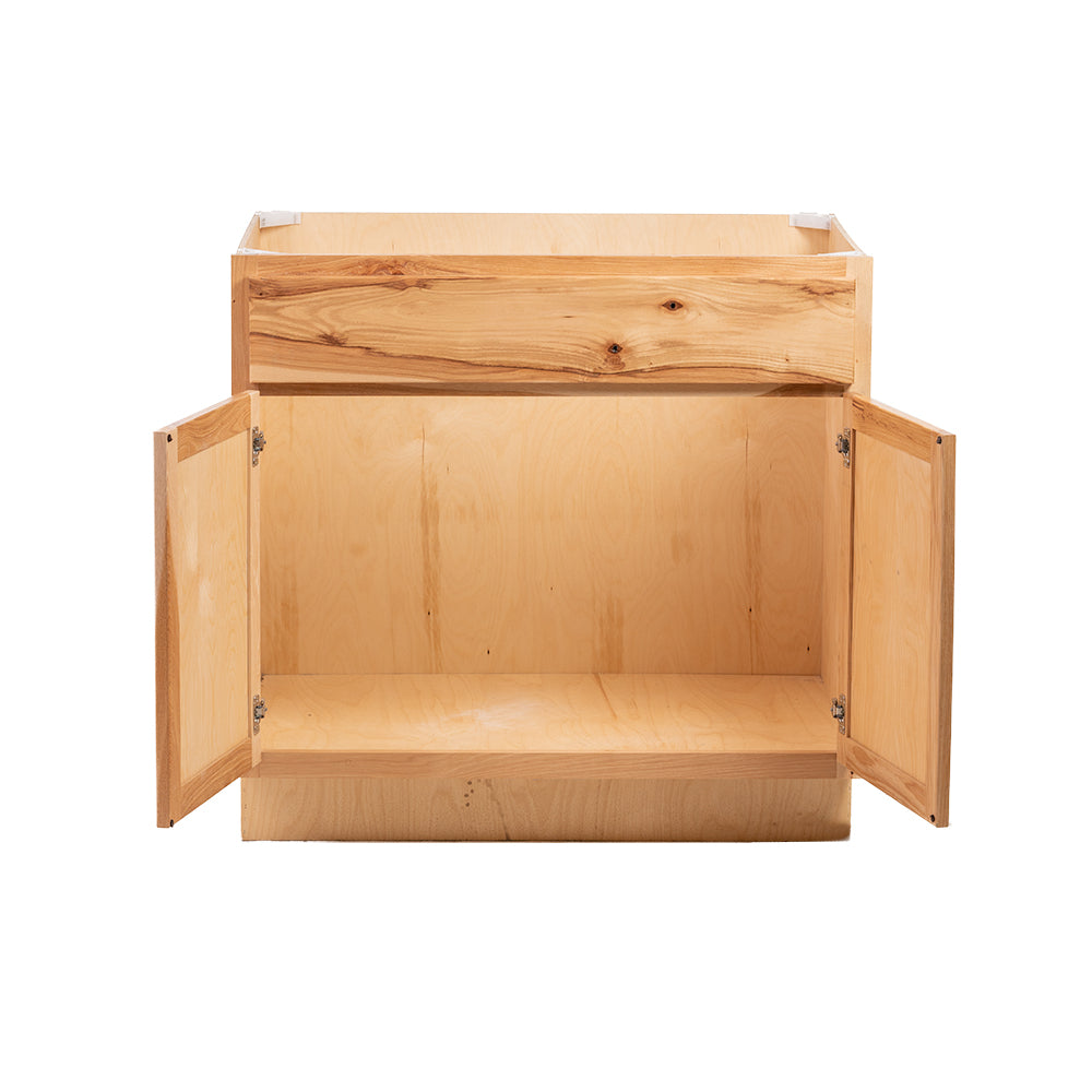 Backwoods Cabinetry RTA (Ready-to-Assemble) BS36.BUTT - Rustic Hickory Clear 36" Sink Base Cabinet | 36"Wx34.5"Hx24"D