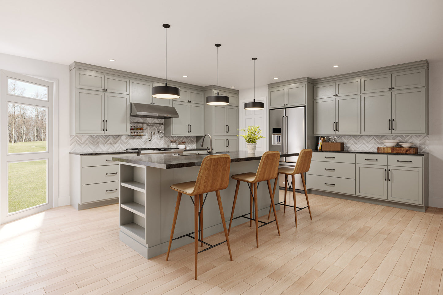 Backwoods Cabinetry RTA (Ready-to-Assemble) B36.3D - Magnetic Grey 3 Drawer 36" Pots and Pans Base Cabinet | 36"Wx34.5"Hx24"D