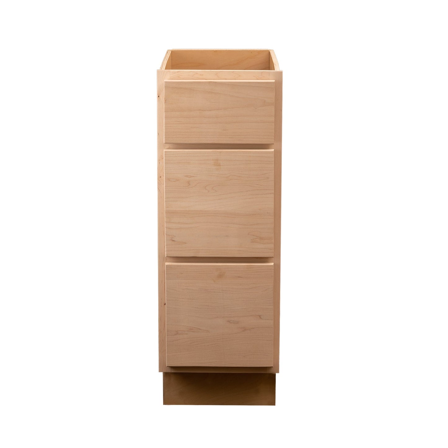 Backwoods Cabinetry RTA (Ready-to-Assemble) VB1234.21.3D - Raw Maple 3 Drawer Vanity Base Cabinet | 12"Wx34.5"Hx21"D