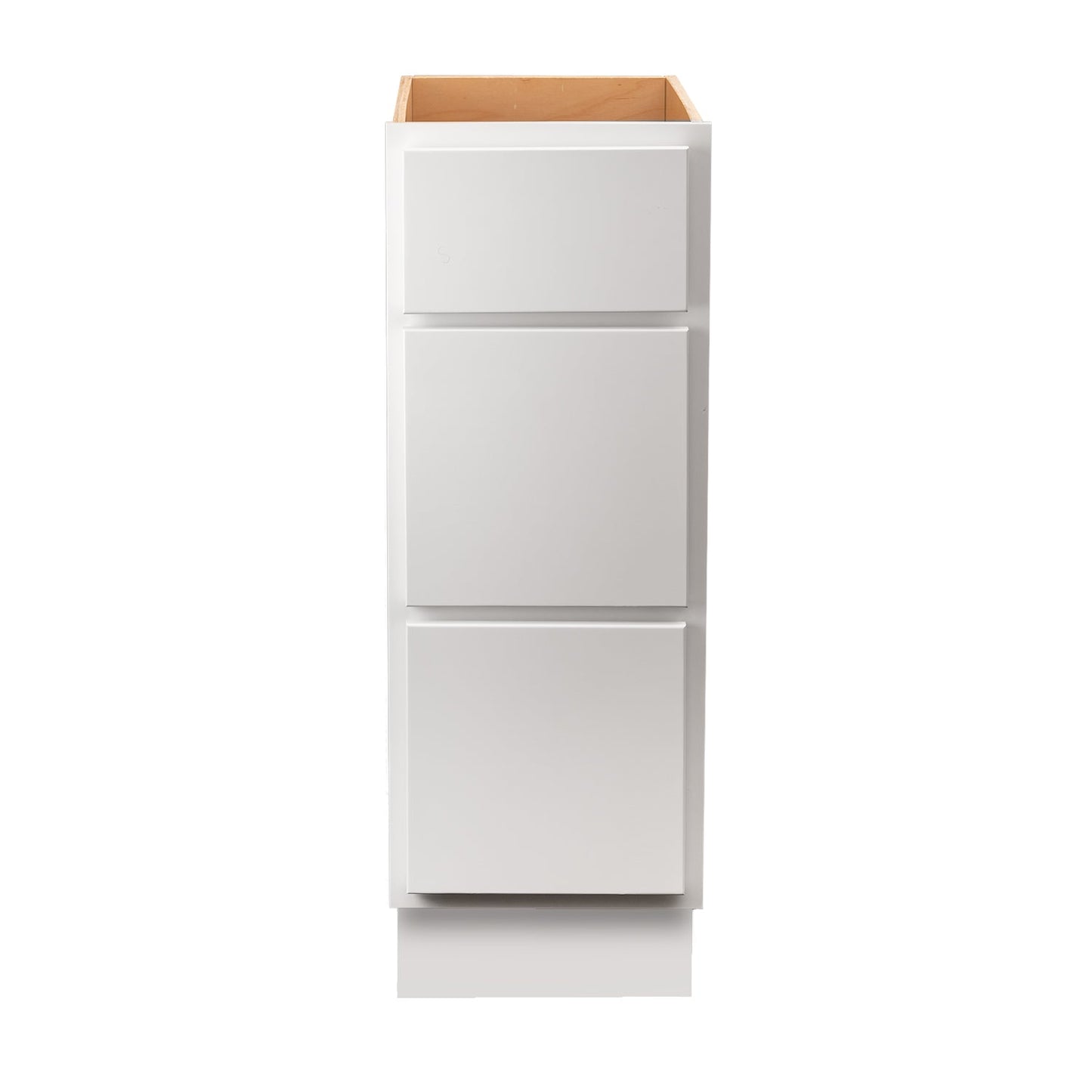 Backwoods Cabinetry RTA (Ready-to-Assemble) VB1234.21.3D - Pure White 3 Drawer Vanity Base Cabinet | 12"Wx34.5"Hx21"D