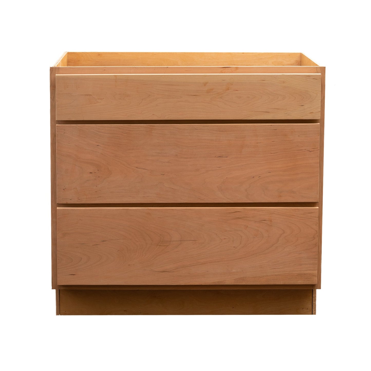 Backwoods Cabinetry RTA (Ready-to-Assemble) B36.3D - Raw Cherry 3 Drawer Base Cabinet | 36"Wx34.5"Hx24"D