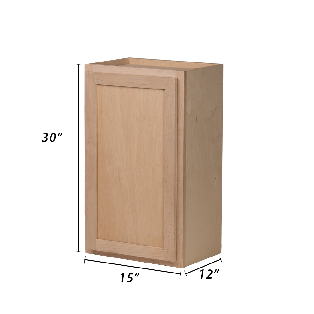 Backwoods Cabinetry RTA - Winding River Collection - W1530 - Raw Maple 15"Wx30"Hx12"D Wall Cabinet