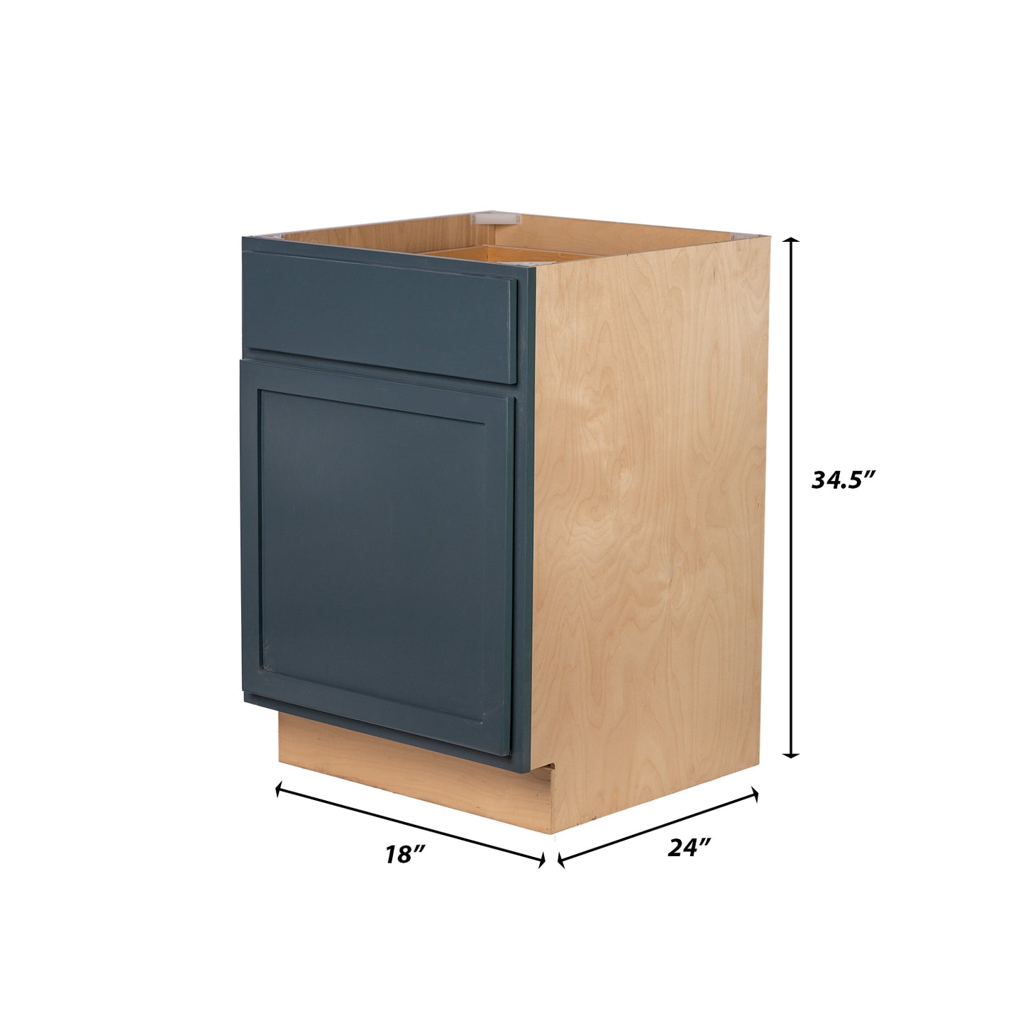 Backwoods Cabinetry RTA (Ready-to-Assemble) B18.L - Needlepoint Navy Base Cabinet | 18"Wx34.5"Hx24"D