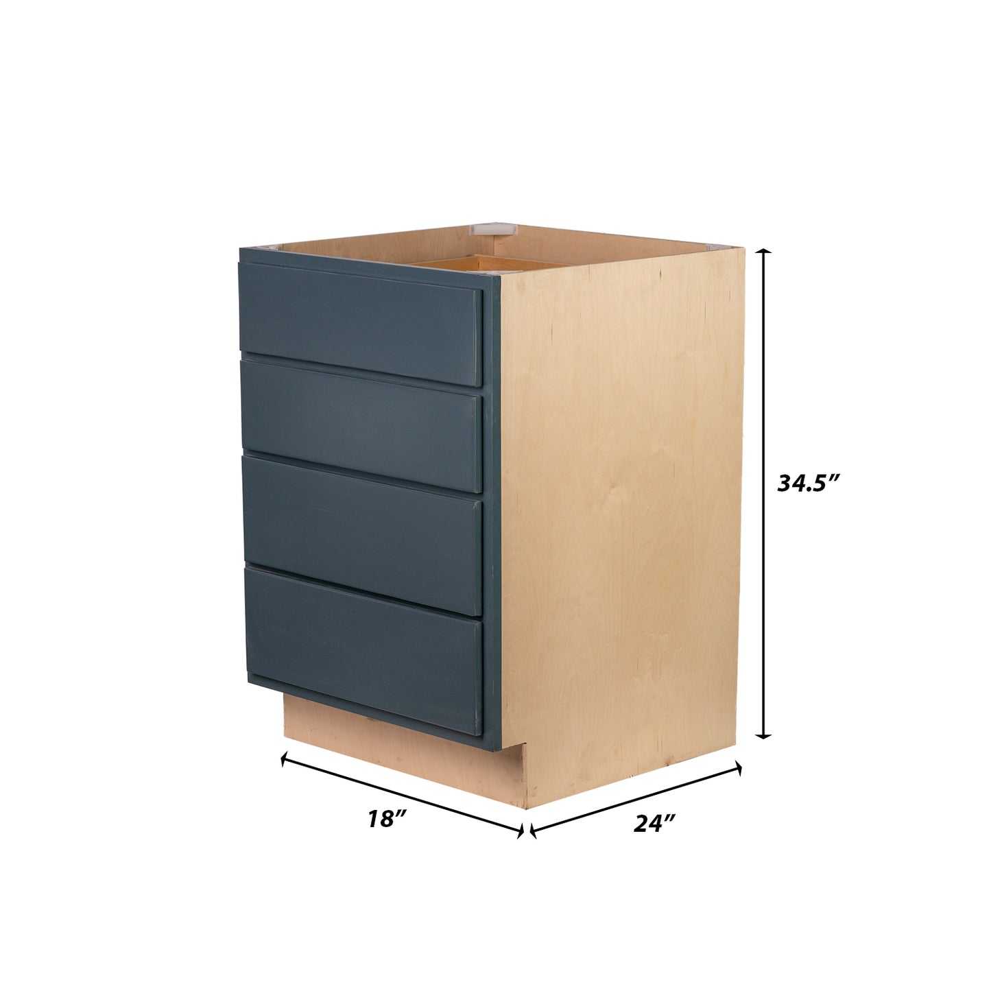Backwoods Cabinetry RTA (Ready-to-Assemble) B18.4D - Needlepoint Navy 4 Drawer 18" Base Cabinet | 18"Wx34.5"Hx24"D