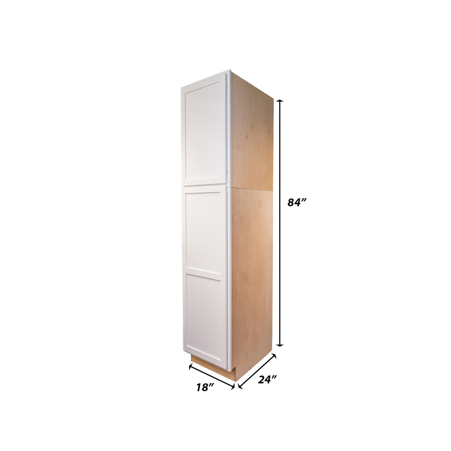 Backwoods Cabinetry RTA (Ready-to-Assemble) T1884.24.L - Pure White Pantry Cabinet 18"Wx84"Hx24"D