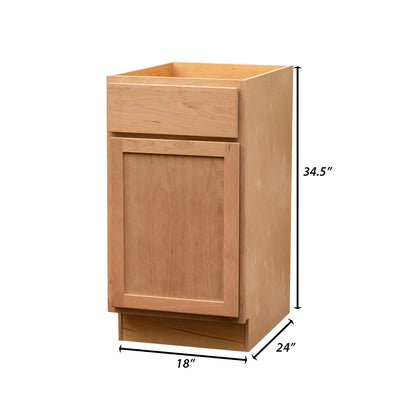 Backwoods Cabinetry RTA (Ready-to-Assemble) B18.L - Raw Cherry Base Cabinet | 18"Wx34.5"Hx24"D